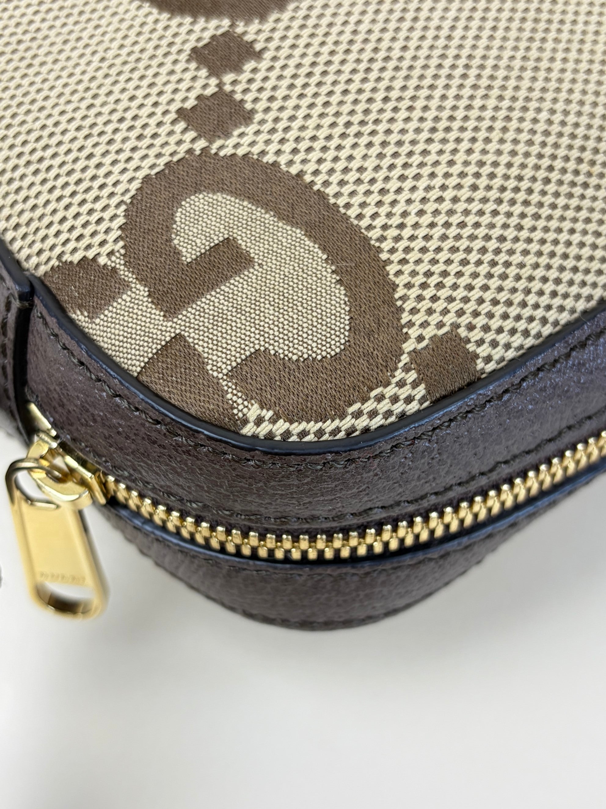 Gucci Bicolor Monogram Jumbo GG Web Strap Messenger Shoulder Bag