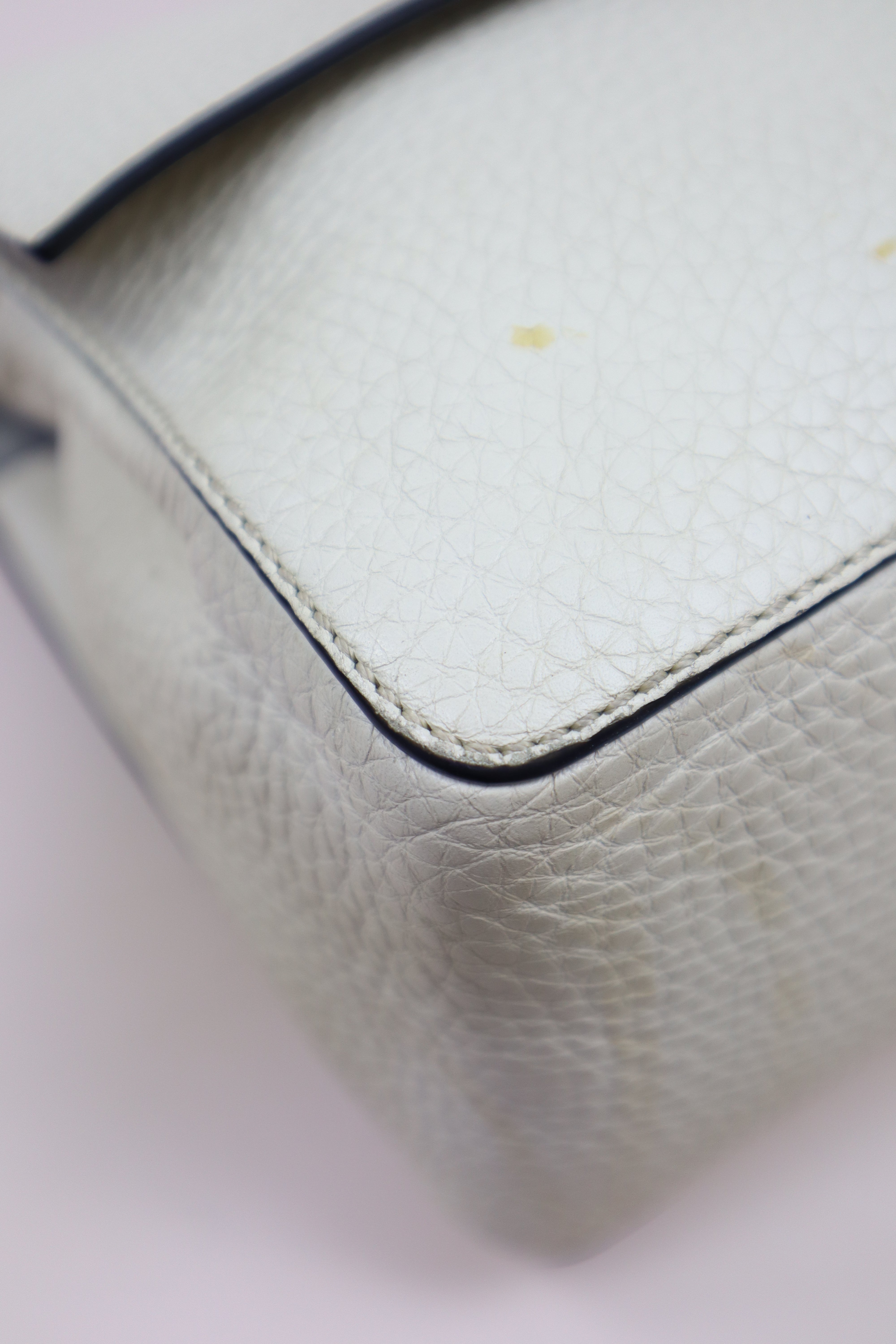 Valentino Off White V Ring Flap Chain Crossbody Bag