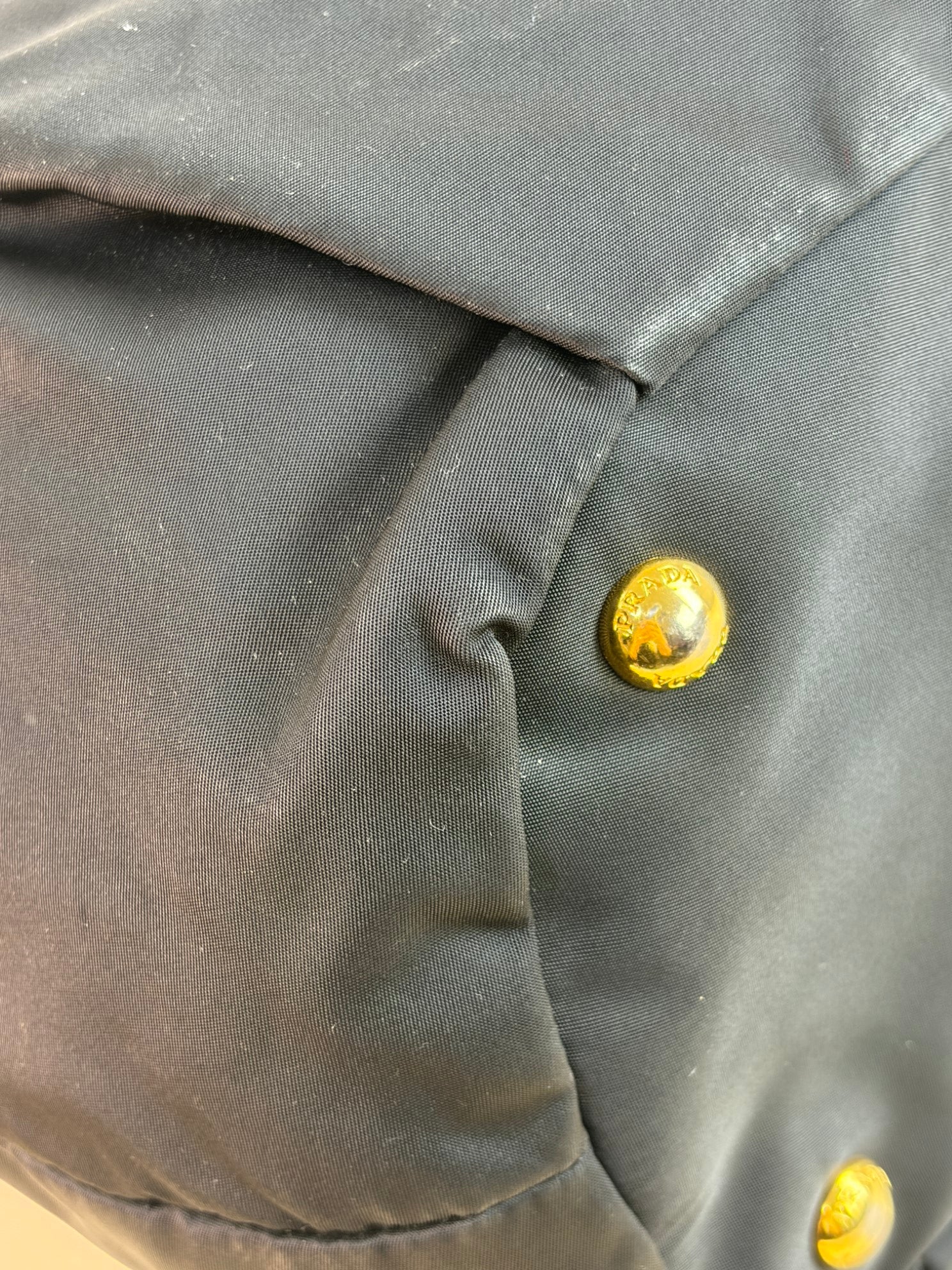 Prada Black Nappa Antique Drawstring Nylon Jacquard Shoulder Bag