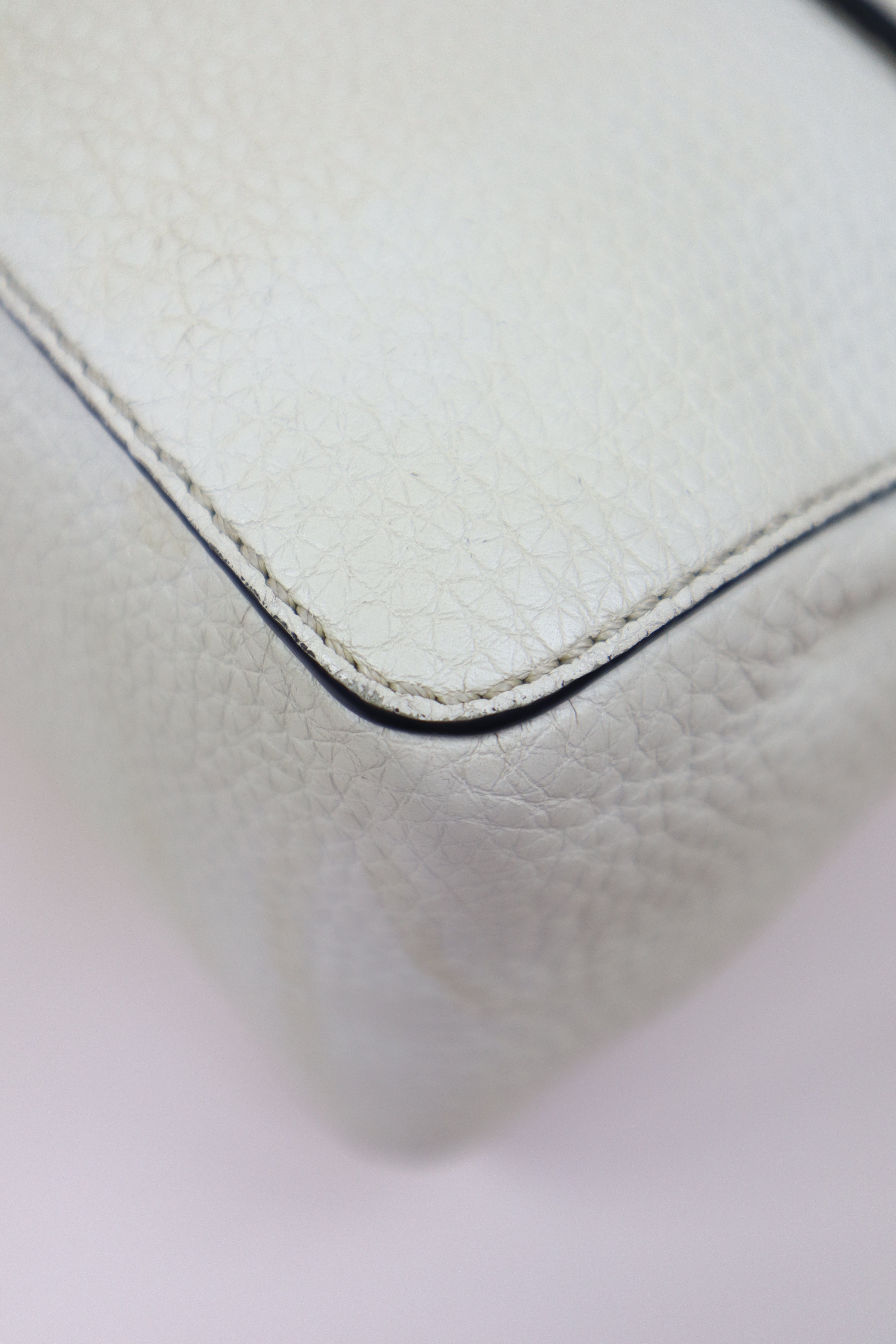 Valentino Off White V Ring Flap Chain Crossbody Bag