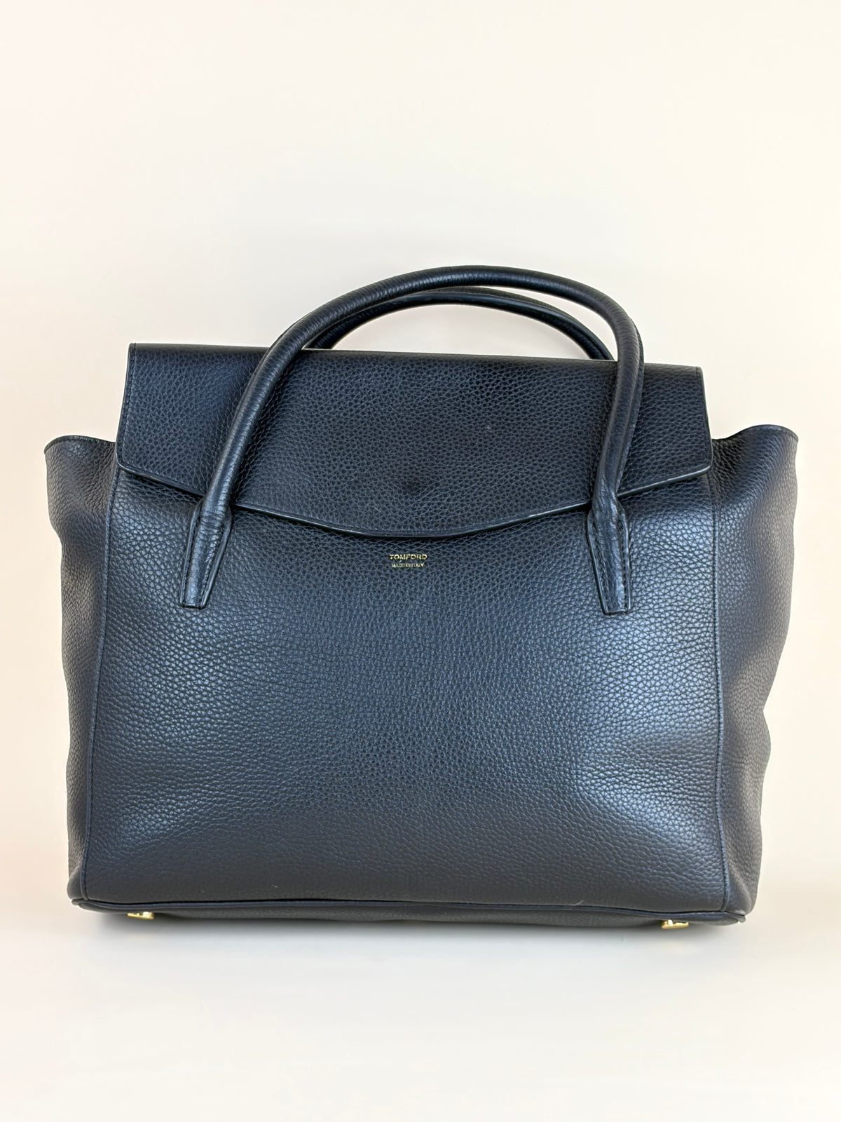 Tom Ford black leather turn-lock Natalia tote bag
