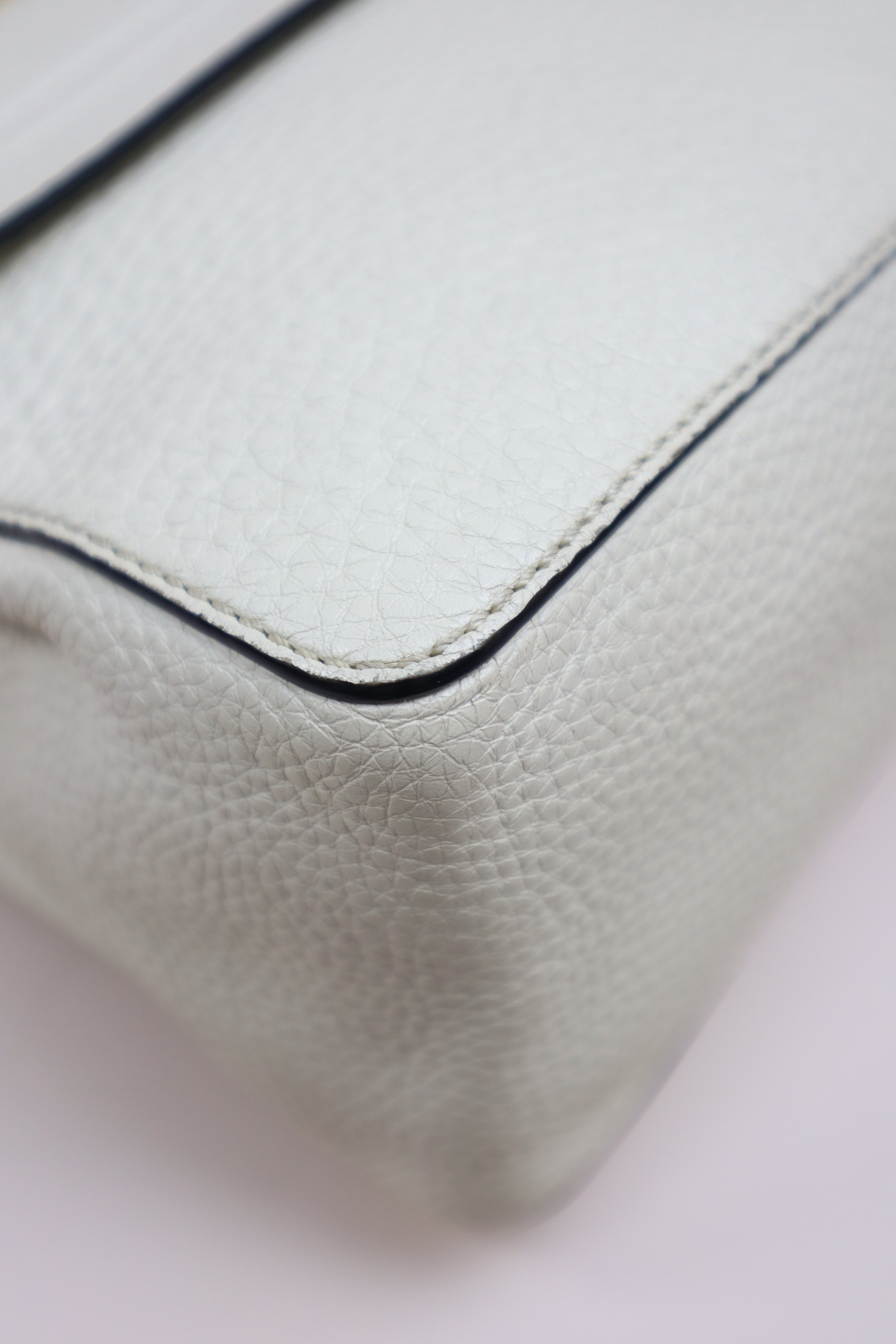 Valentino Off White V Ring Flap Chain Crossbody Bag