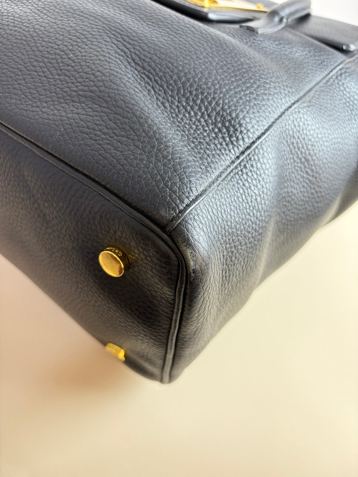 Tom Ford black leather turn-lock Natalia tote bag