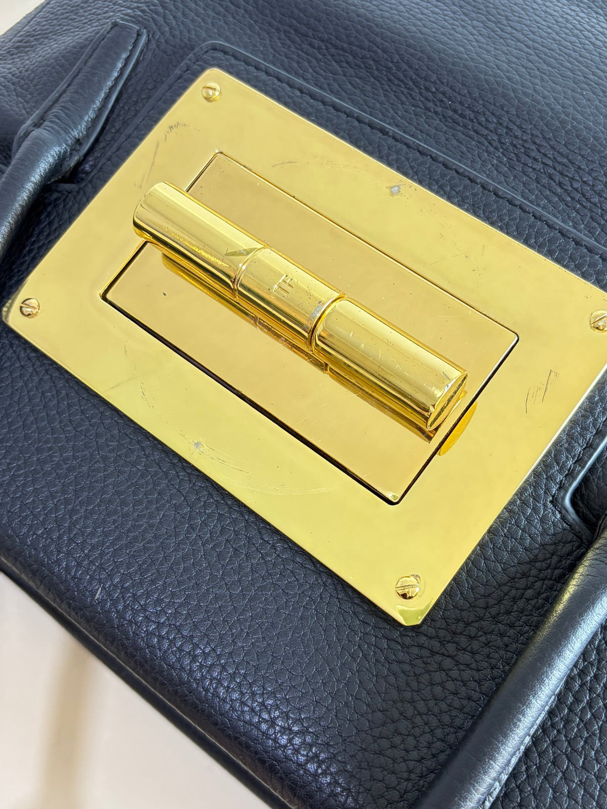 Tom Ford black leather turn-lock Natalia tote bag