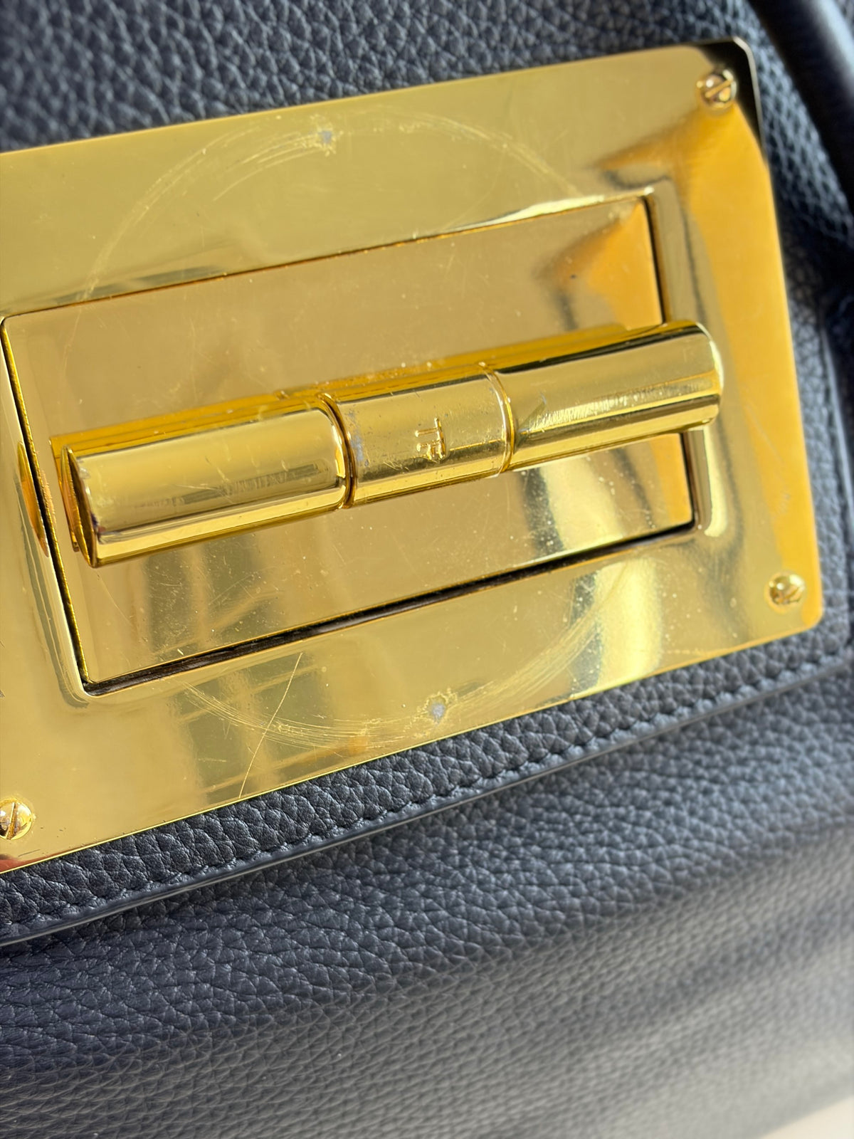 Tom Ford black leather turn-lock Natalia tote bag