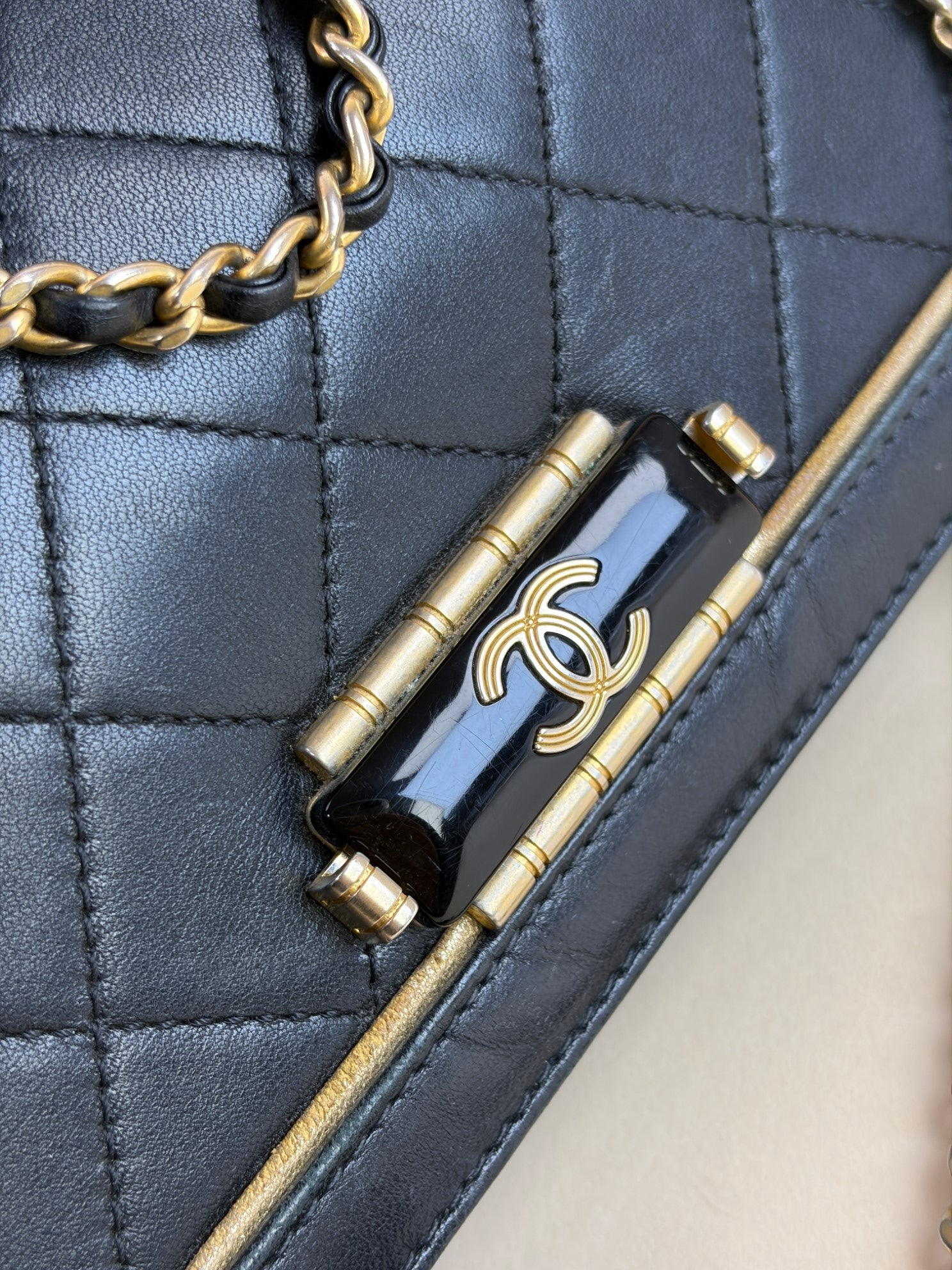 Chanel Black Octagon CC Clasp Flap Bag