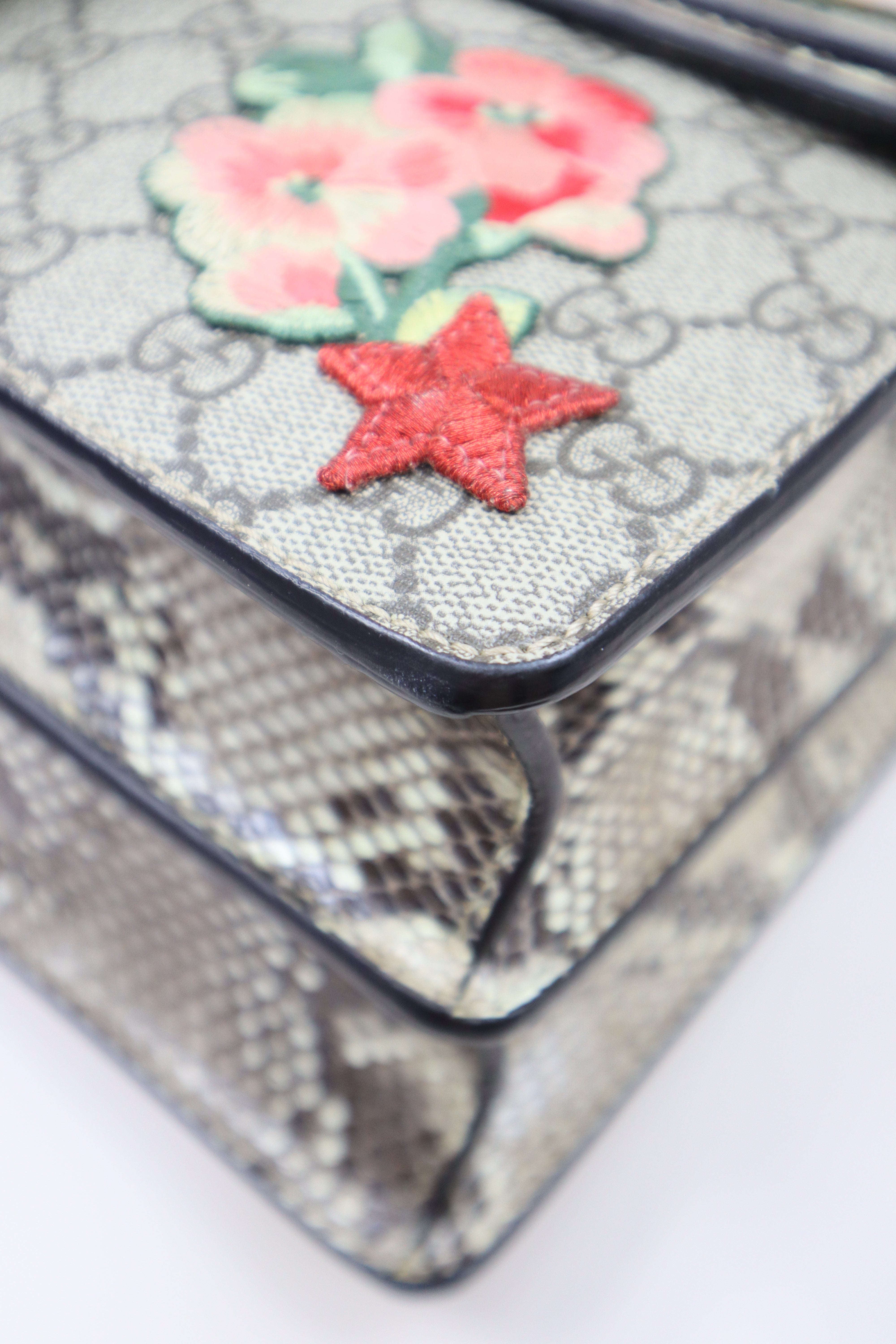 Gucci Ebony GG Medium Dionysus Bee/Floral Supreme Crystal Shoulder Bag