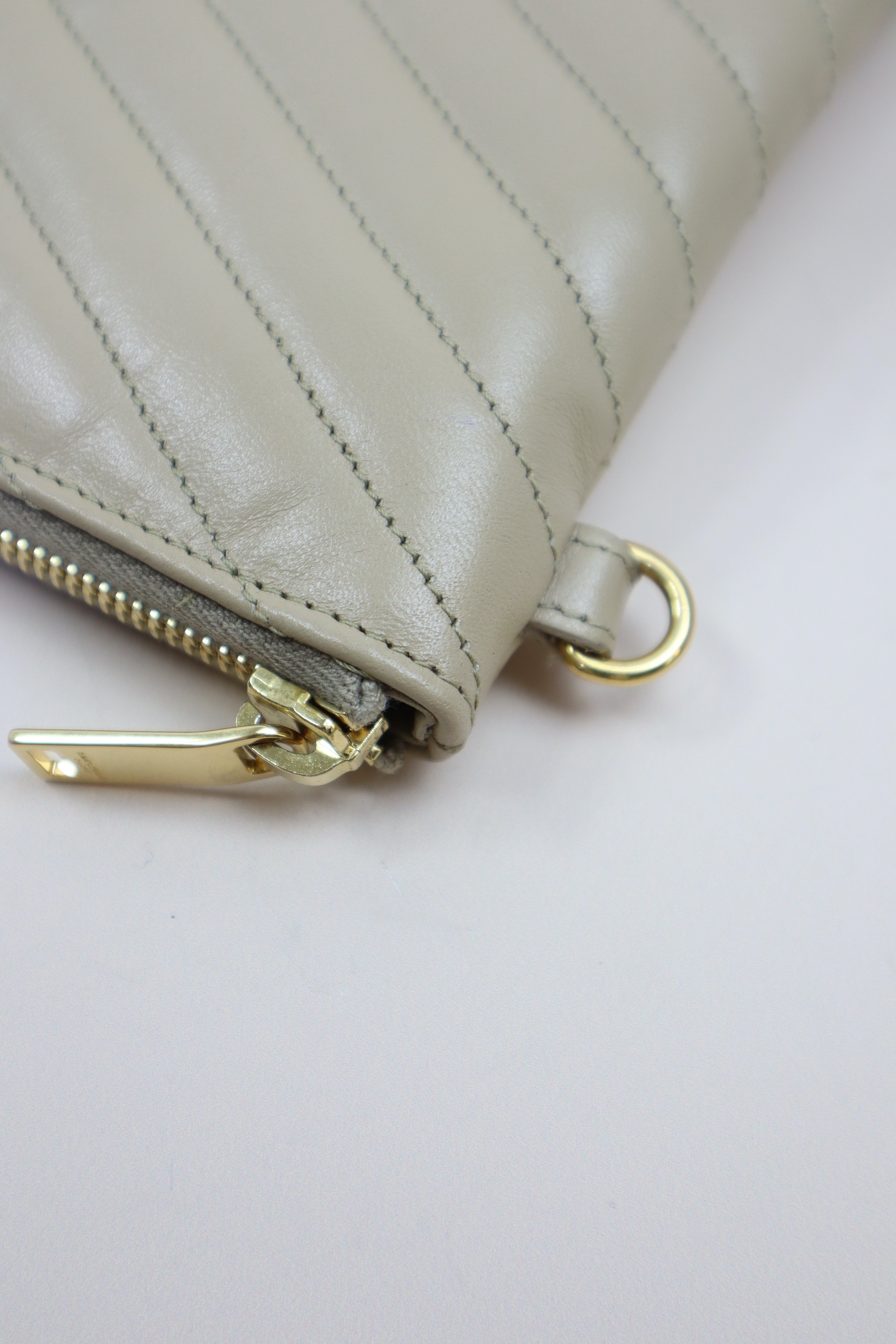 YSL Beige Zip Tablet Cassandre Pouch