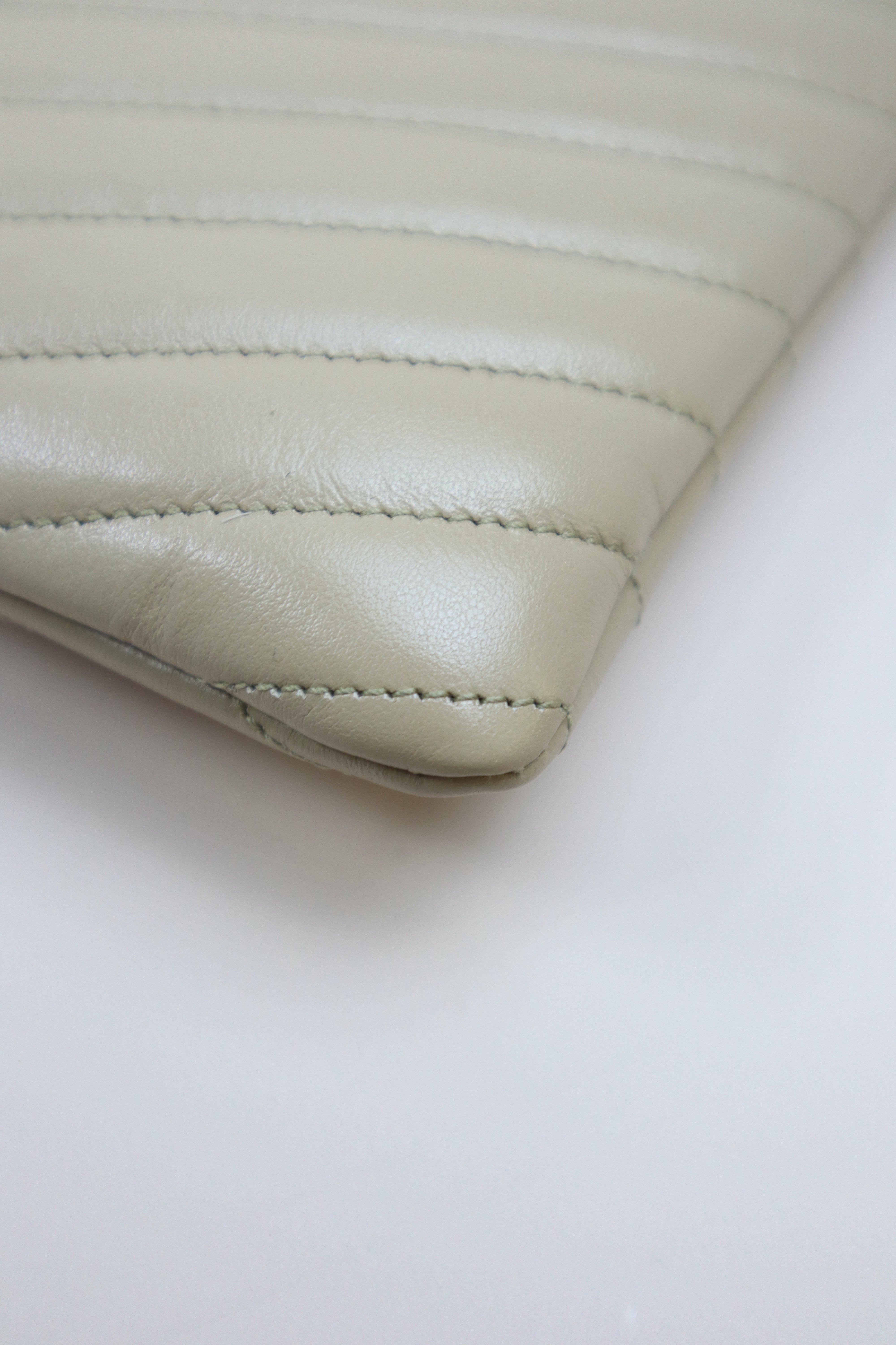 YSL Beige Zip Tablet Cassandre Pouch