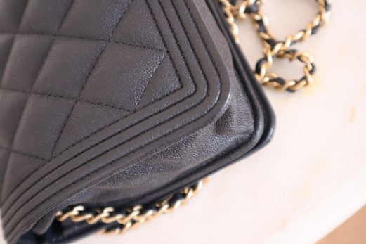 Chanel black Boy Wallet on Chain