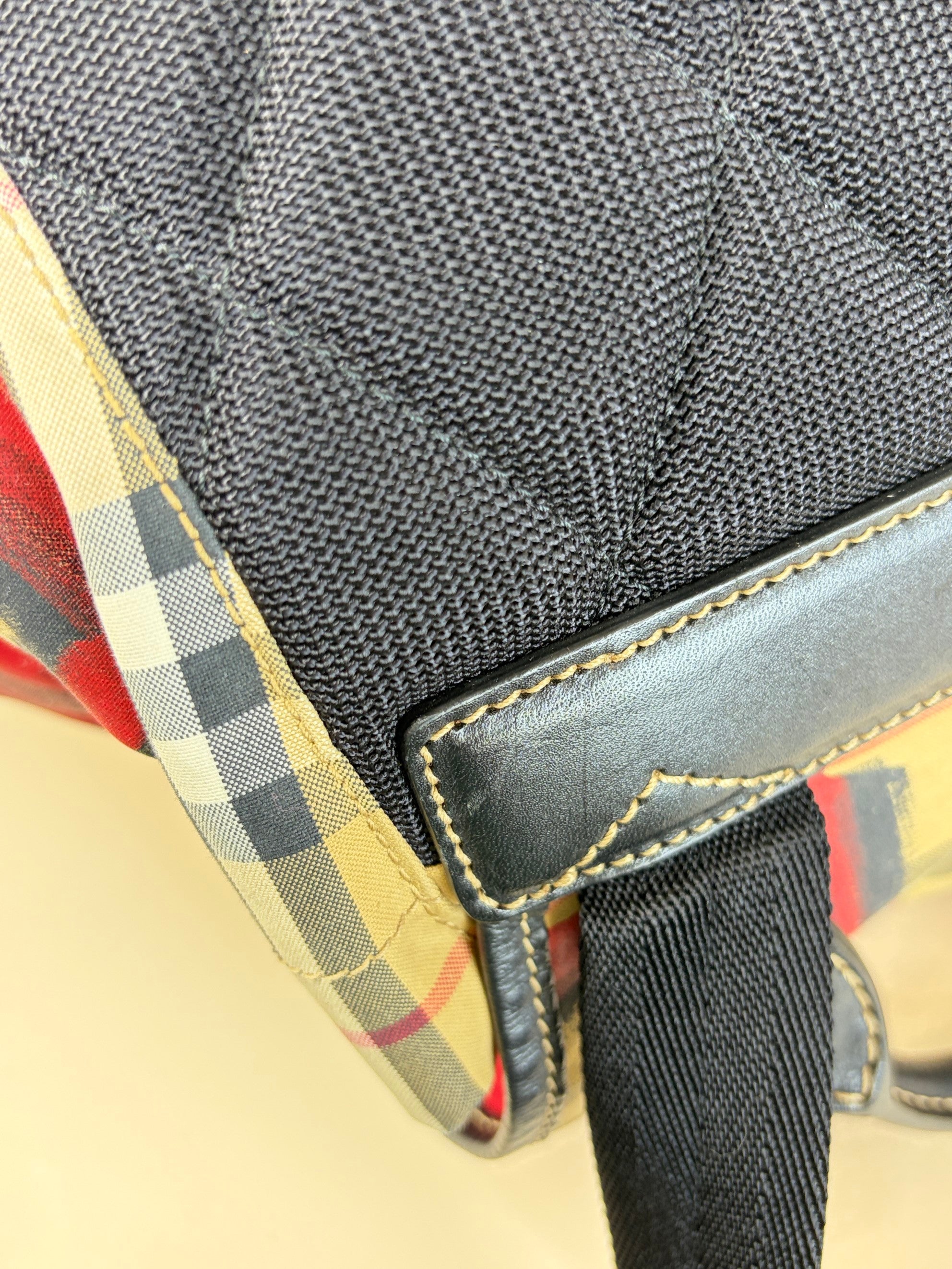 Burberry vintage check and red graffiti logo print rucksack Backpack bag