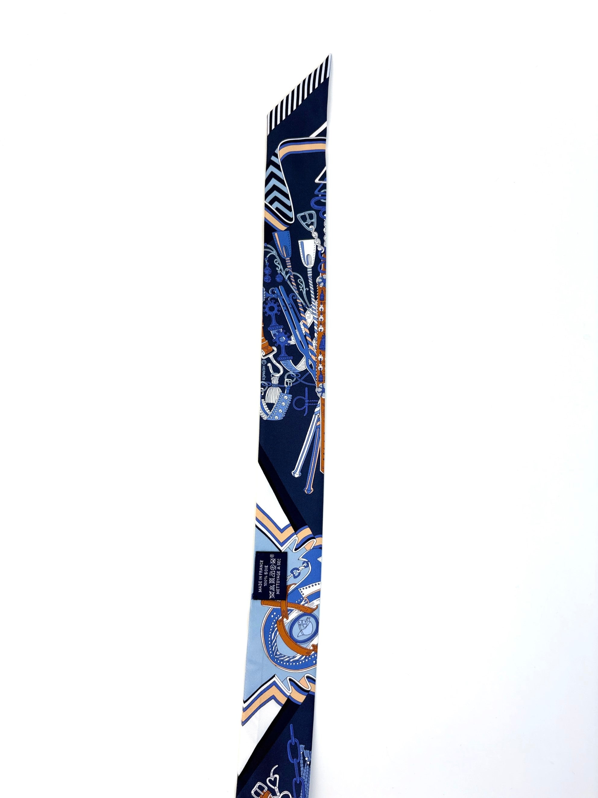 HERMES bouquets Sellier marine /blank /beige twilly