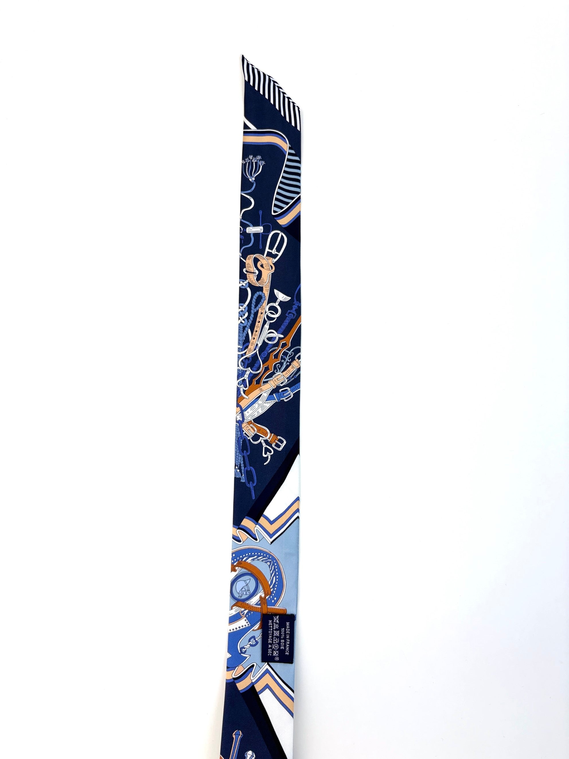 HERMES bouquets Sellier marine /blank /beige twilly