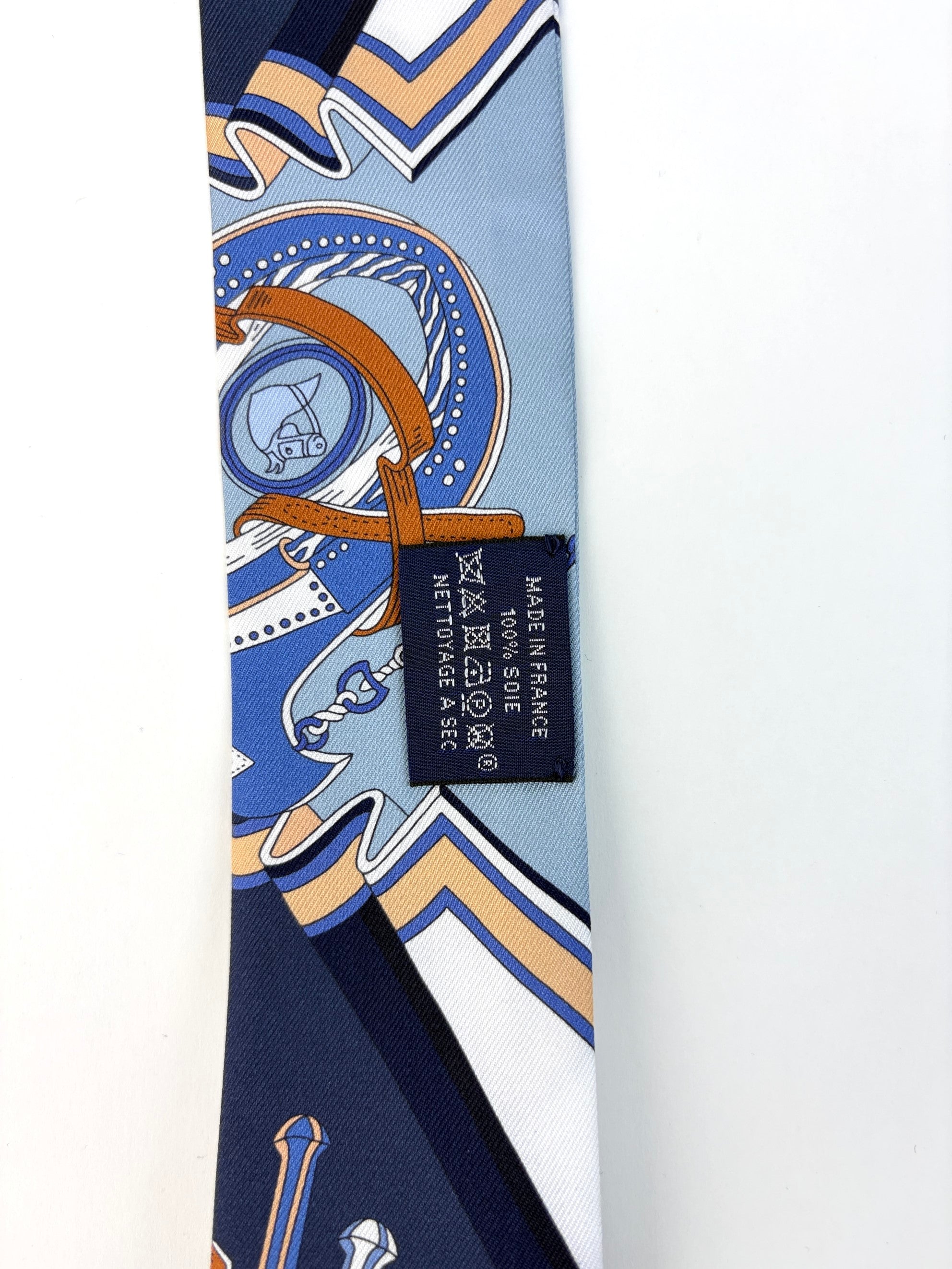 HERMES bouquets Sellier marine /blank /beige twilly