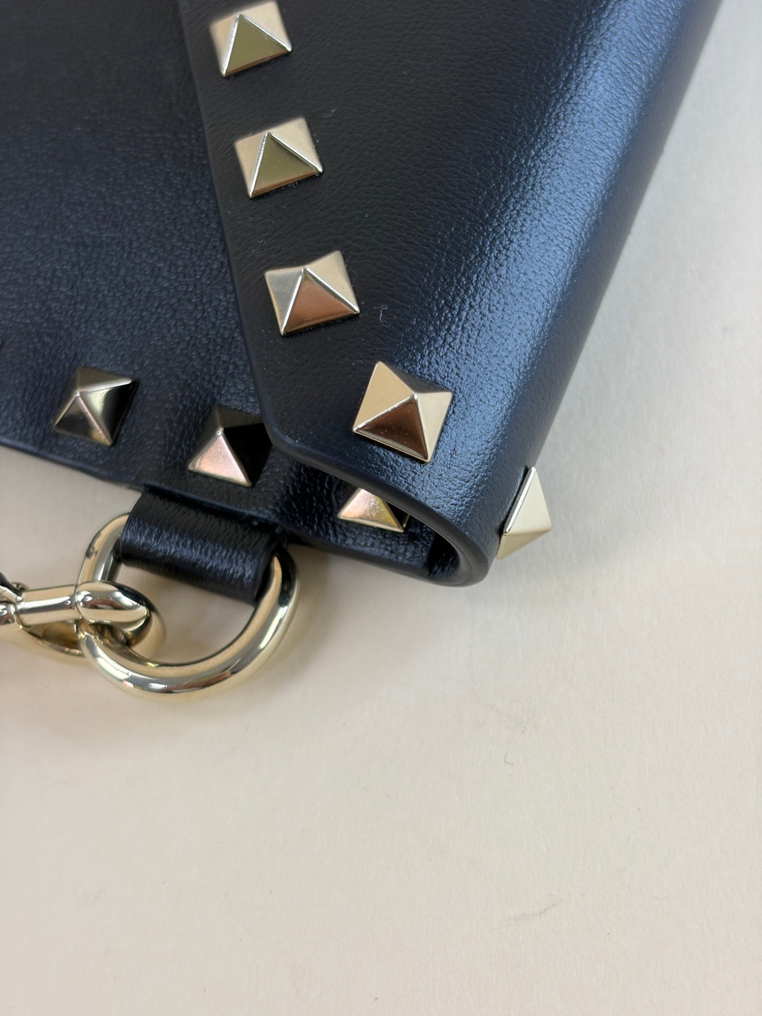 Valentino Black Rockstud Envelope Wristlet Clutch