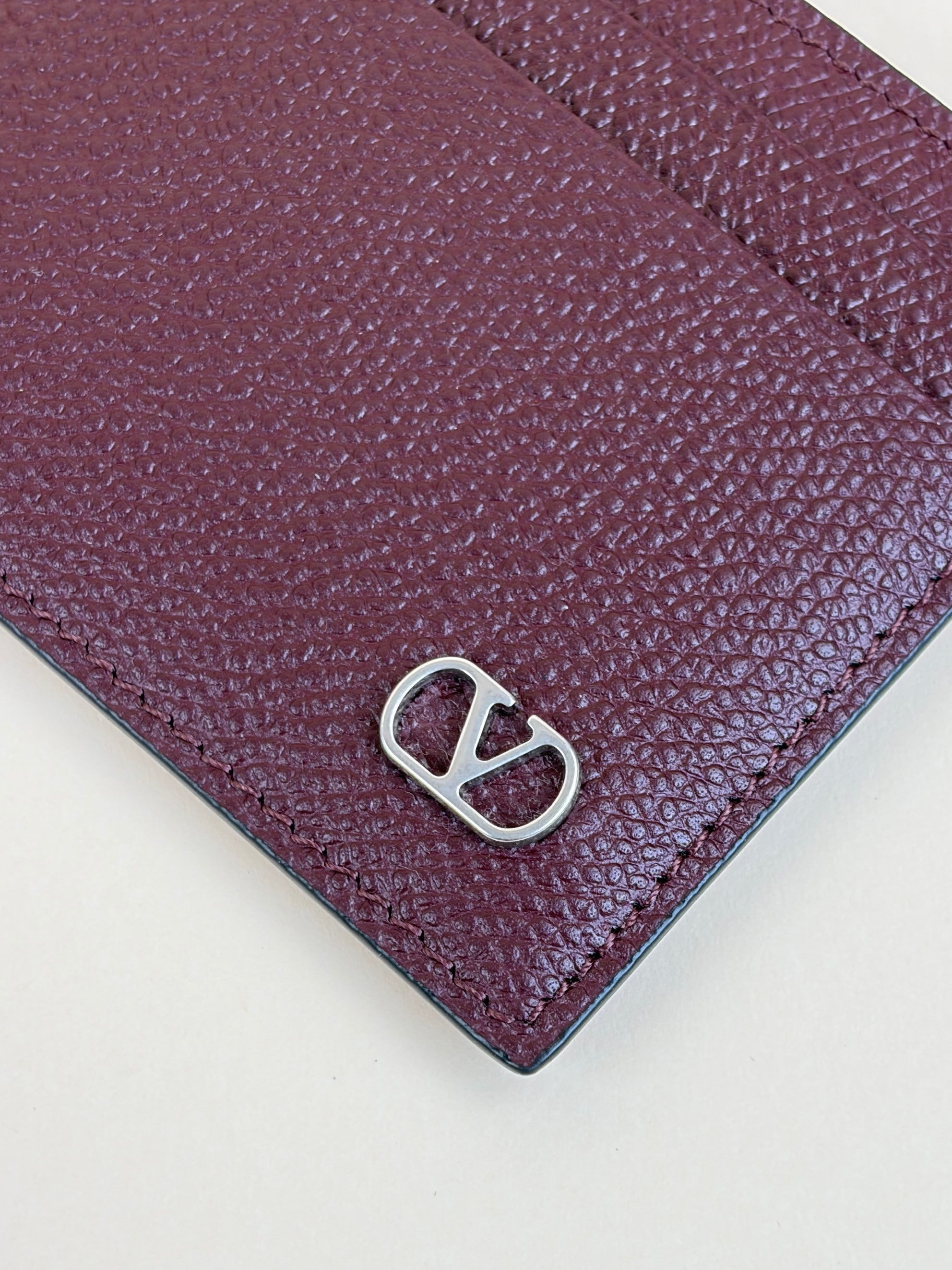 Valentino Burgundy VLOGO Signature Card Holder