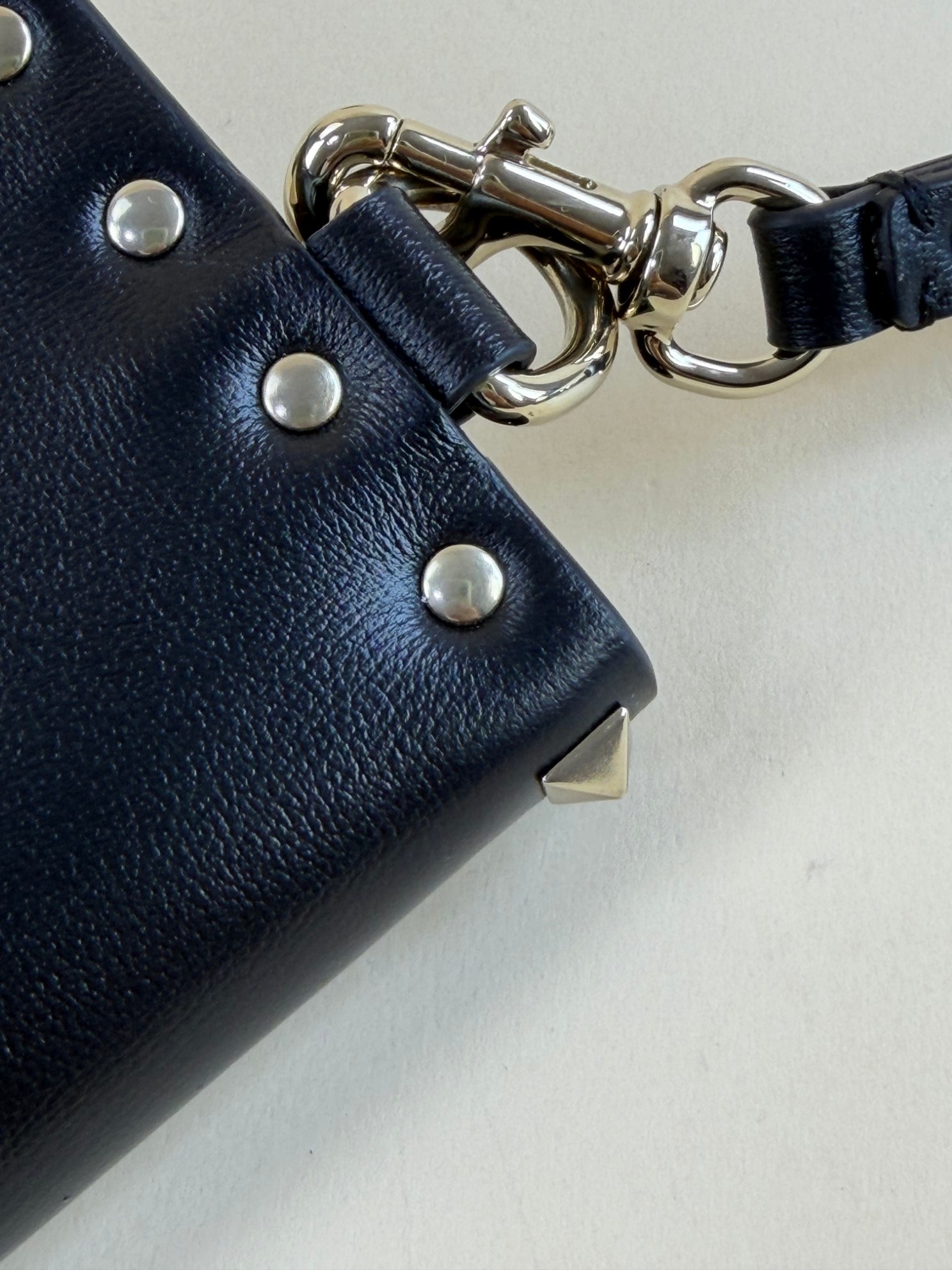 Valentino Black Rockstud Envelope Wristlet Clutch