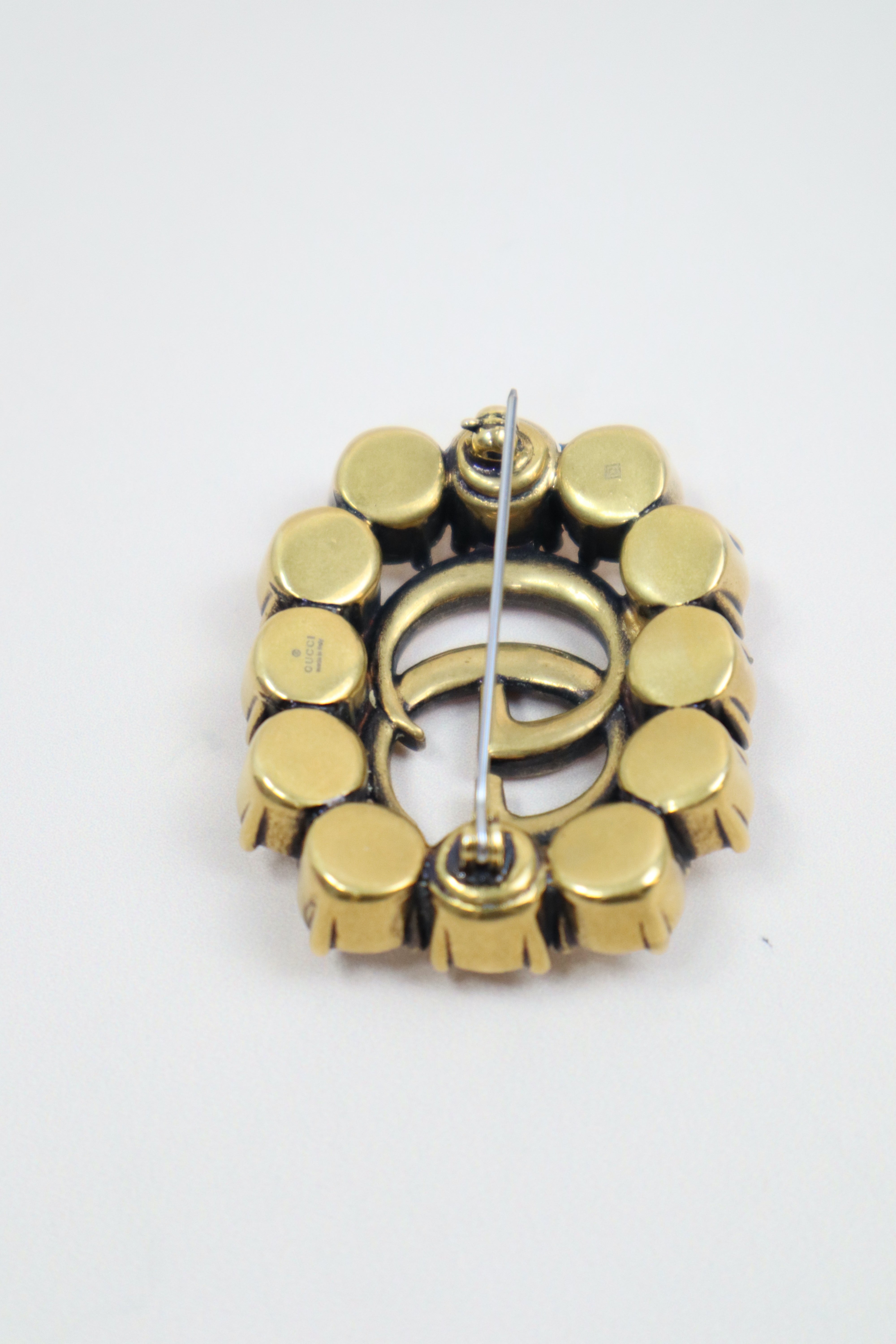 Gucci Gold GG Crystal Brooch
