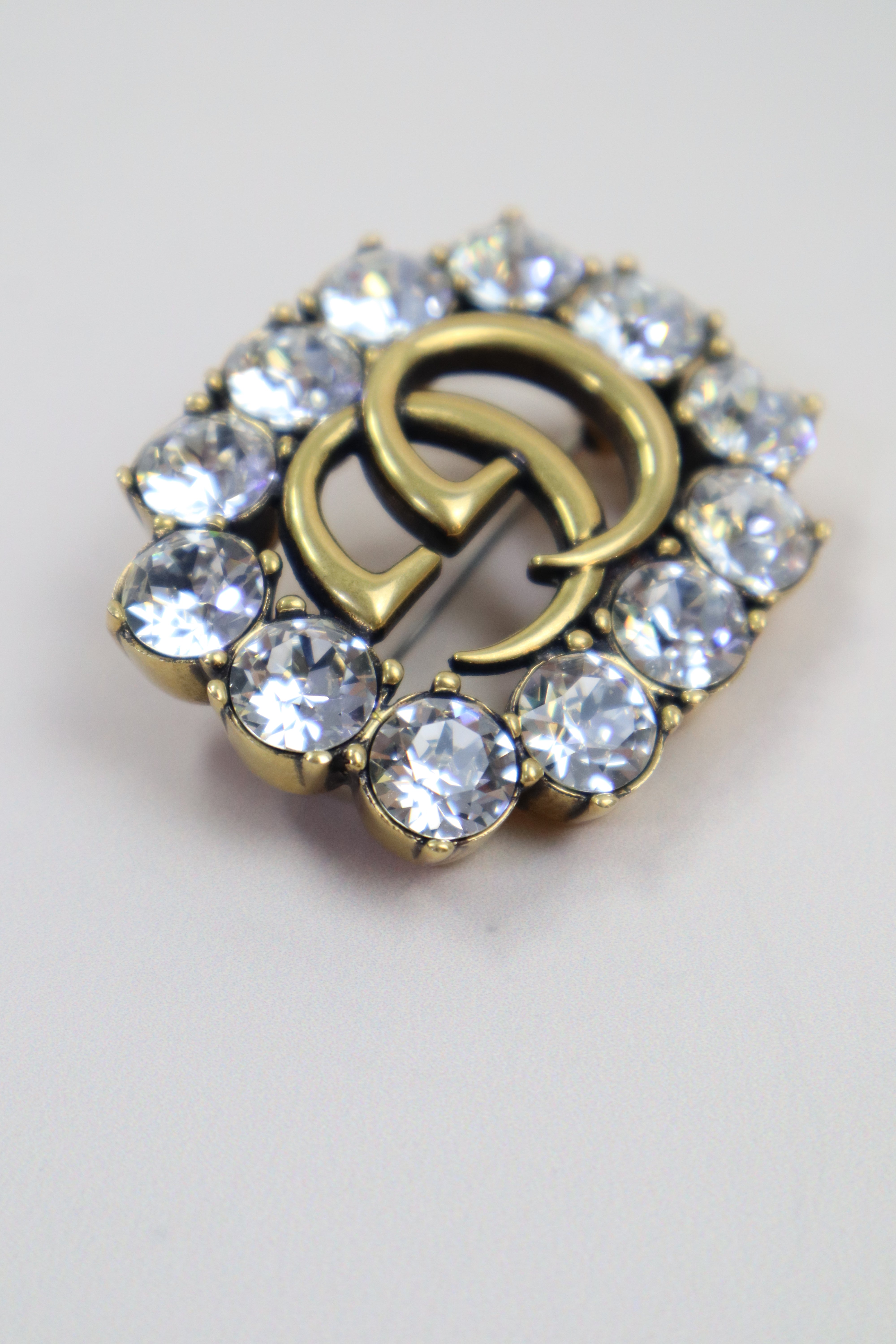Gucci Gold GG Crystal Brooch