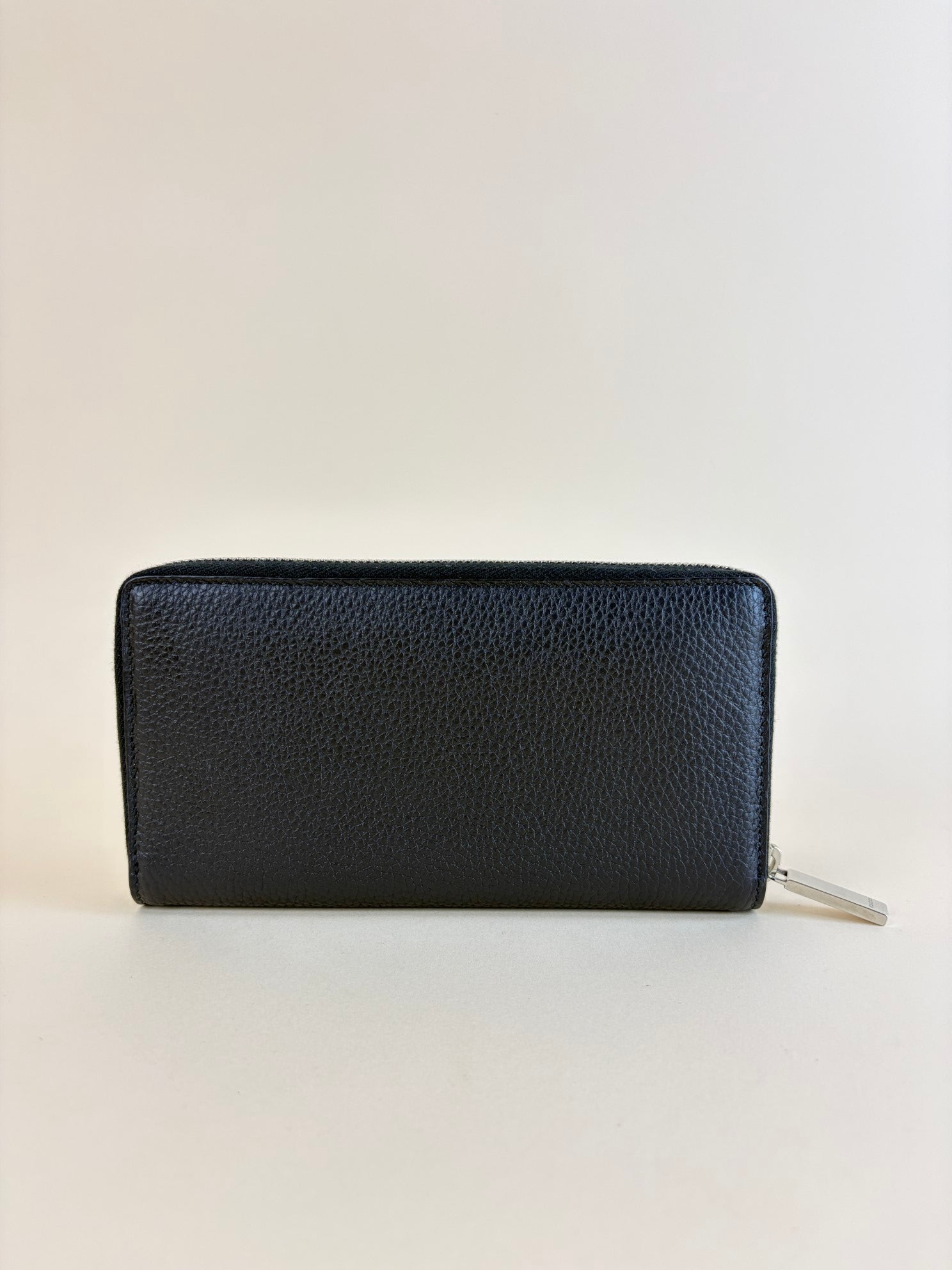 Gucci Black with Gucci Script Zip Around Wallet