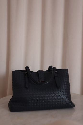 Bottega Veneta Blue Intrecciato Nappa Roma Medium Bag