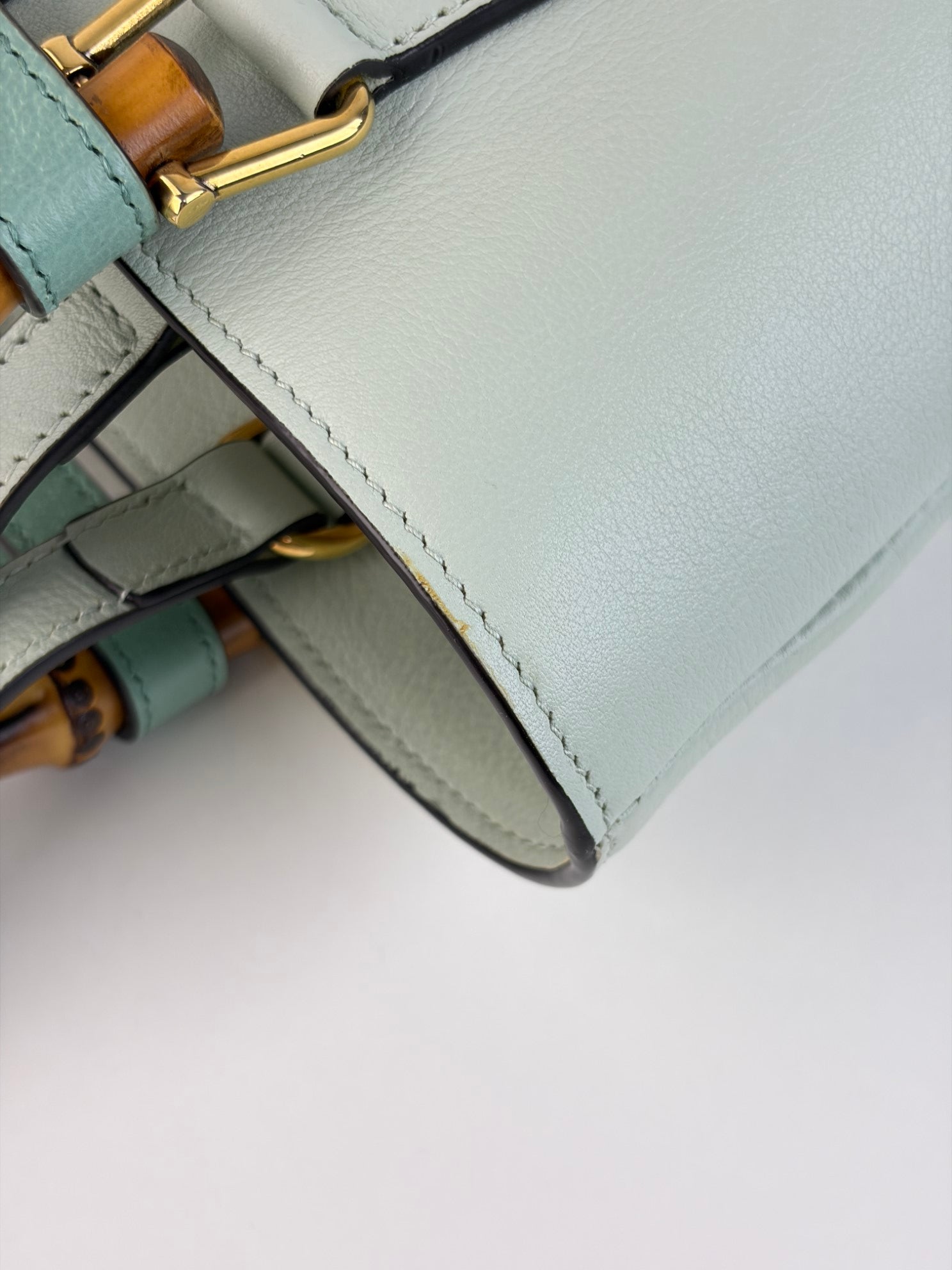 Gucci light green Diana bucket bag