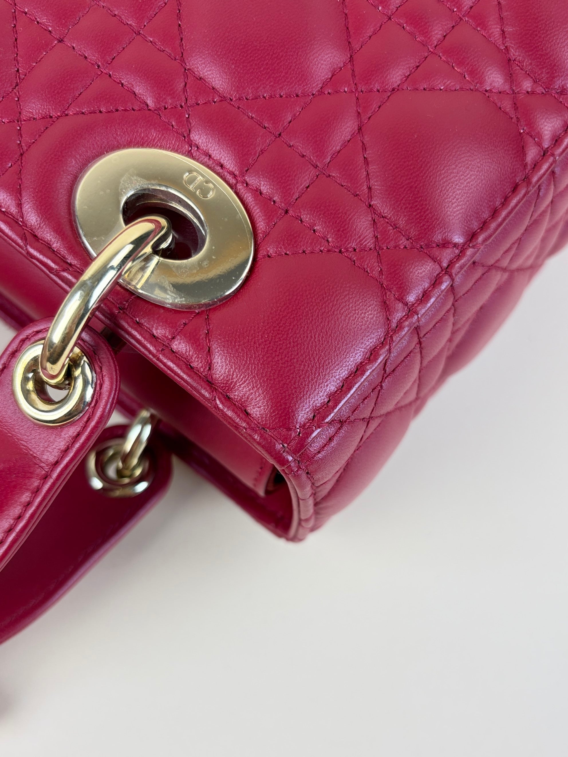 Christian Dior Cherry Red Cannage Small Lady Dior My ABCDIOR Bag