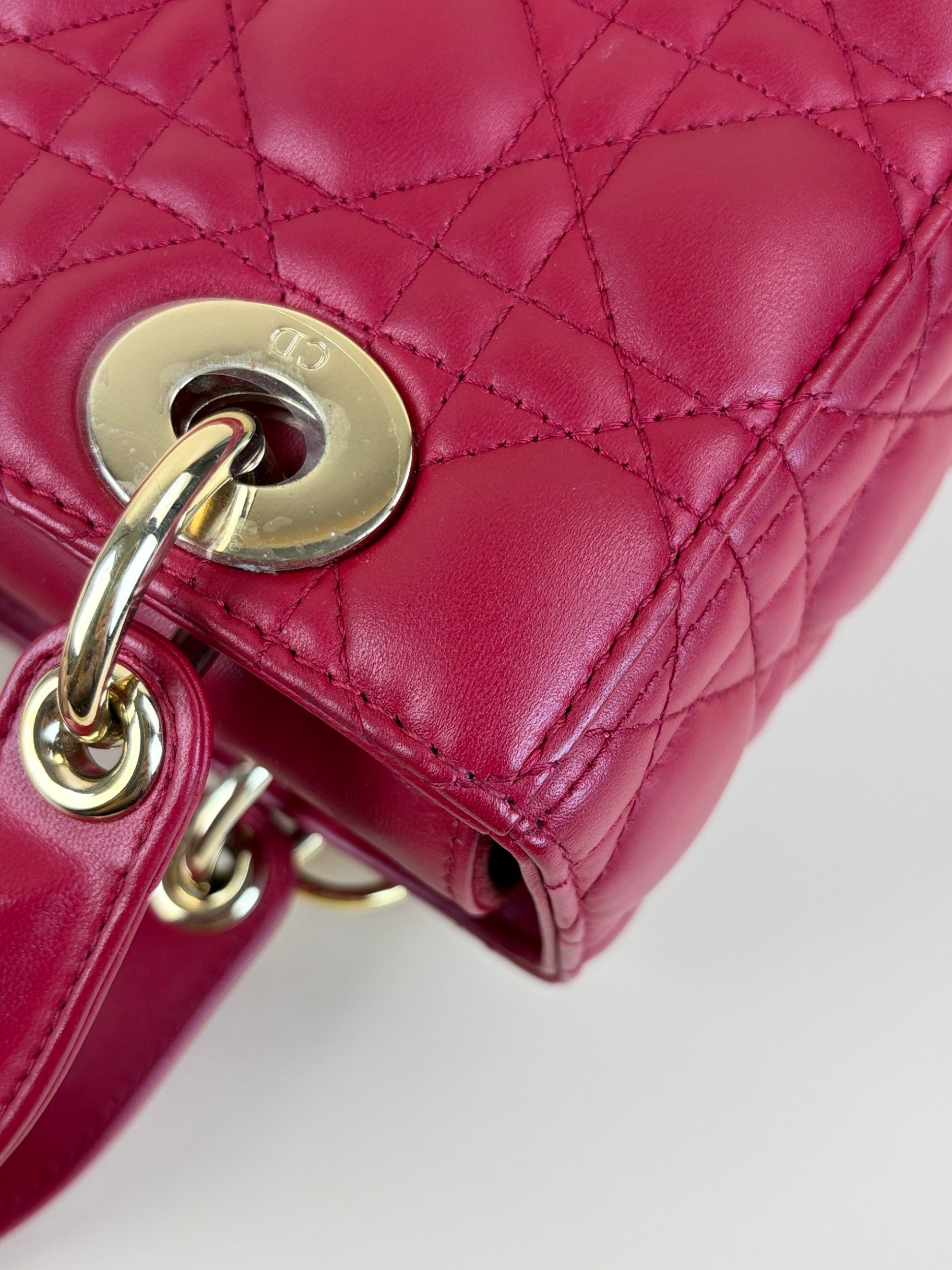 Christian Dior Cherry Red Cannage Small Lady Dior My ABCDIOR Bag