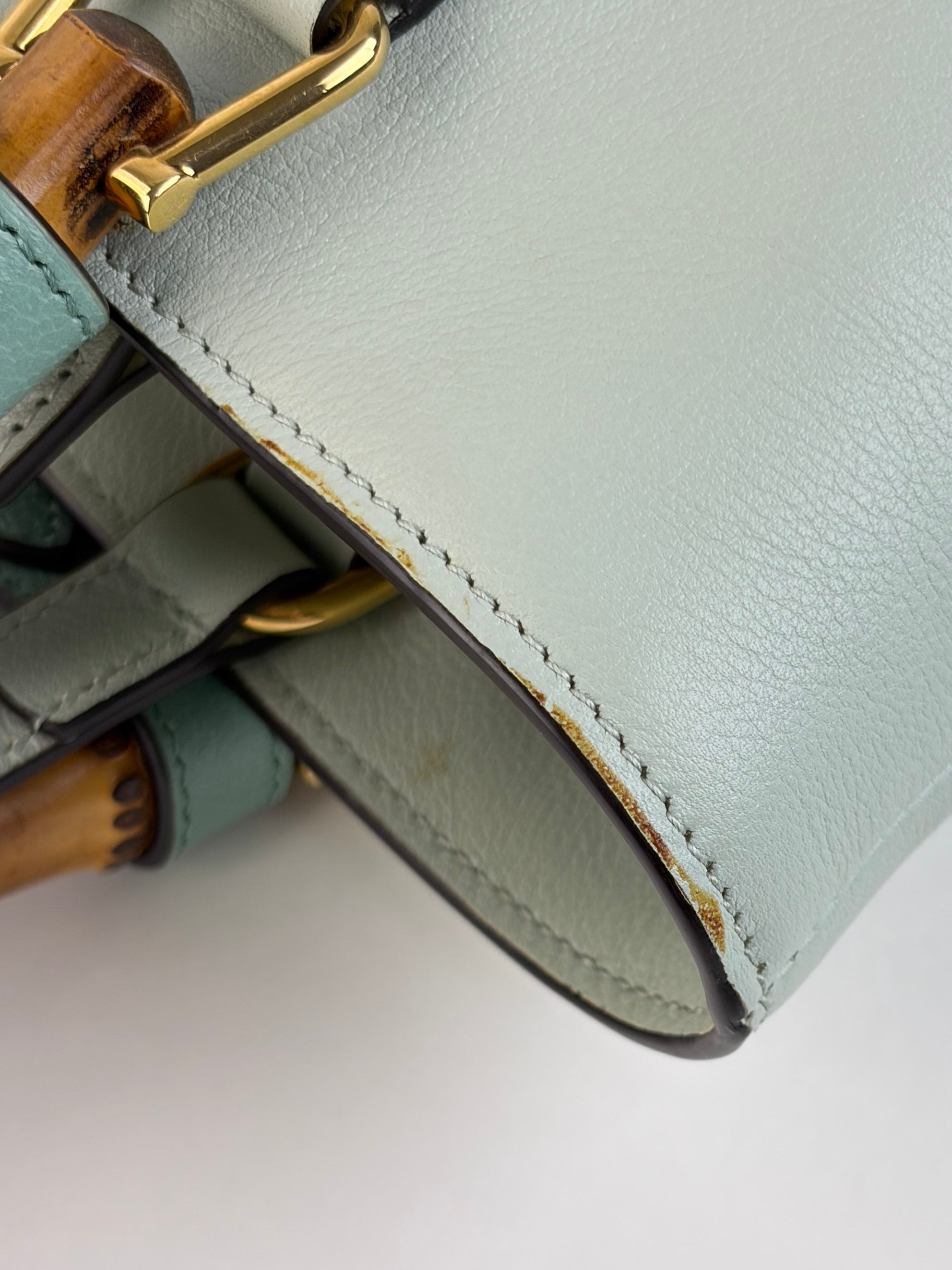 Gucci light green Diana bucket bag