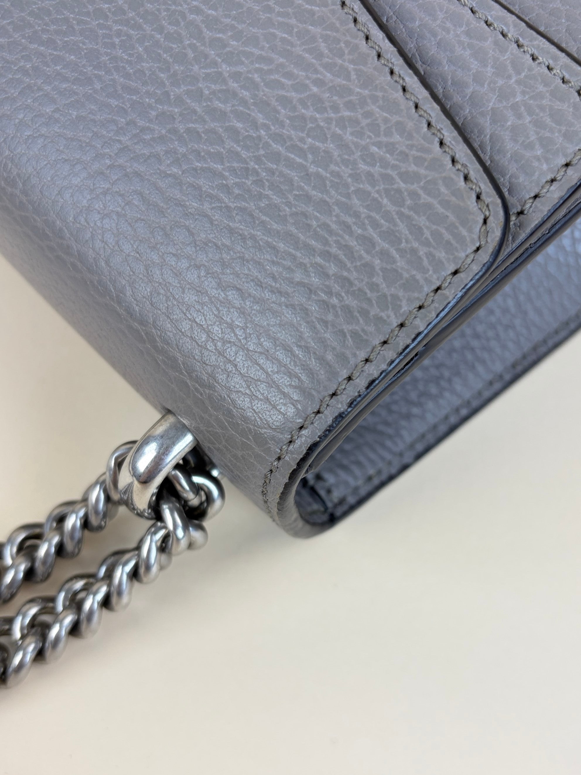 Gucci grey calfskin crystal Dionysus mini Shoulder Bag