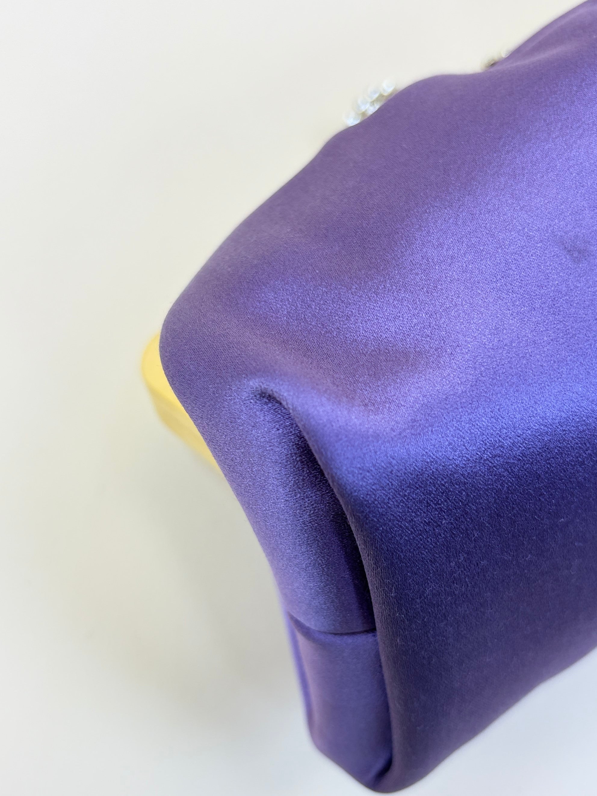 Gucci satin purple crystal embellished bow clutch