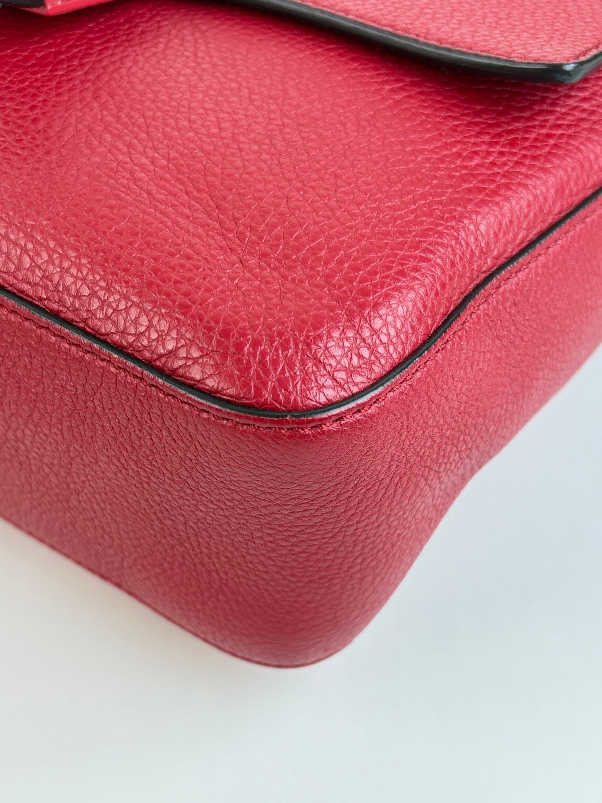 Fendi red baguette messenger bag