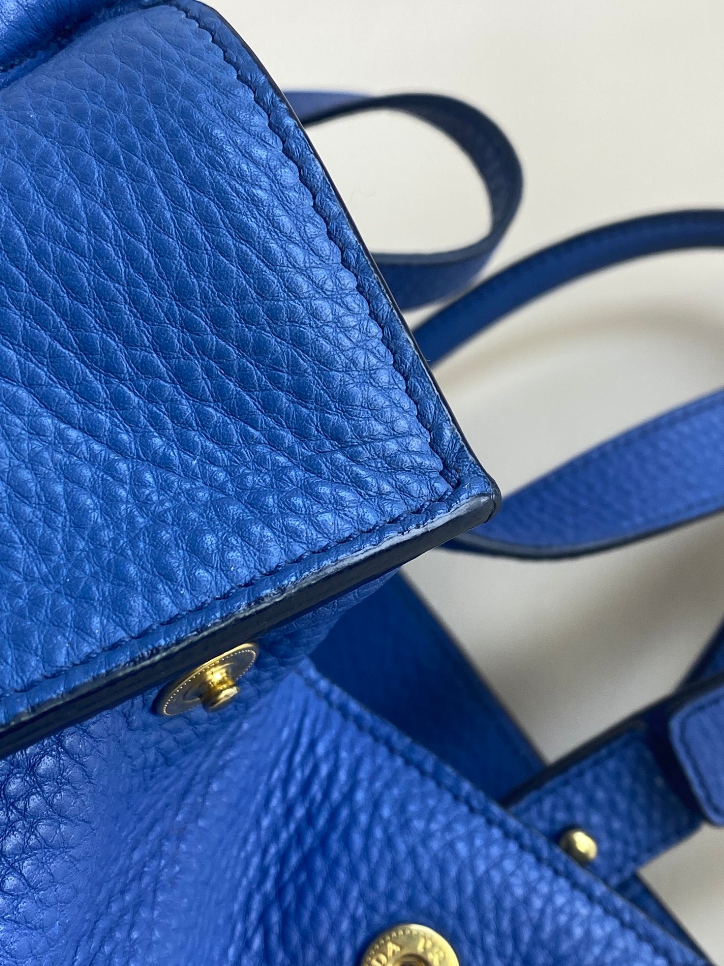 Prada Blue Vitello Daino twin pocket  tote Bag