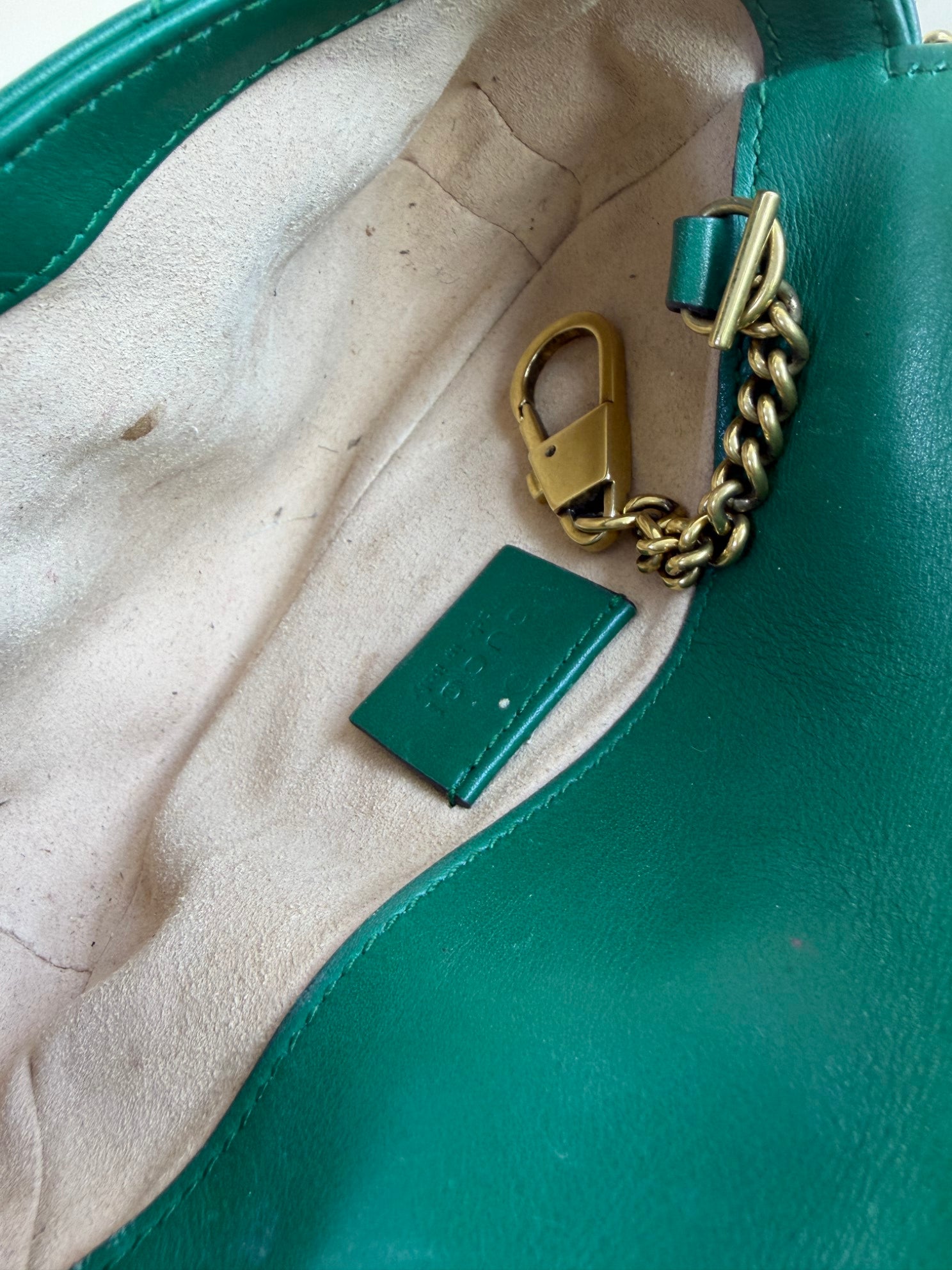 Gucci Green GG Marmont calfskin matelassé mini