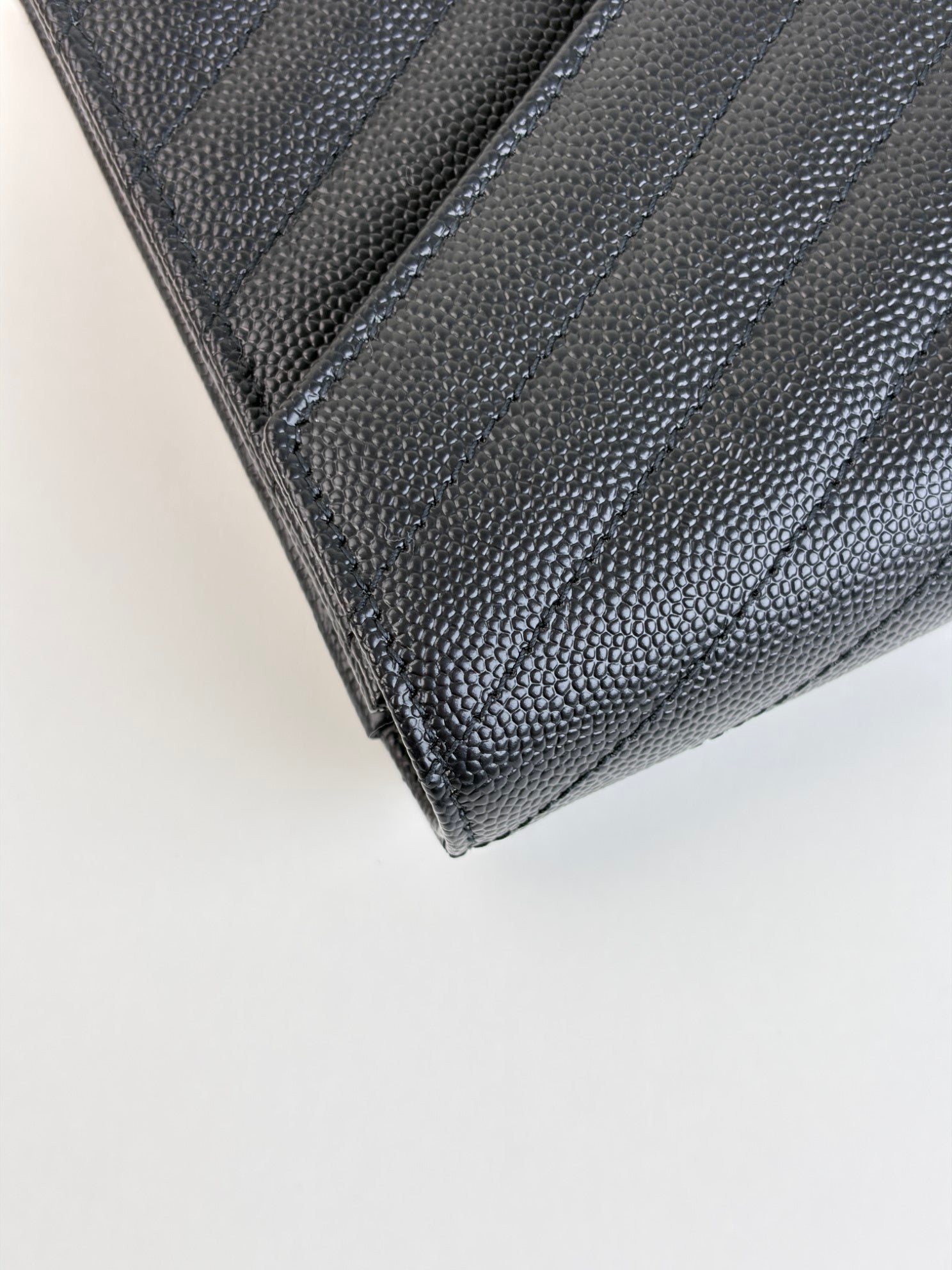 YSL black grain de Poudre leather classic Cassandre chain wallet