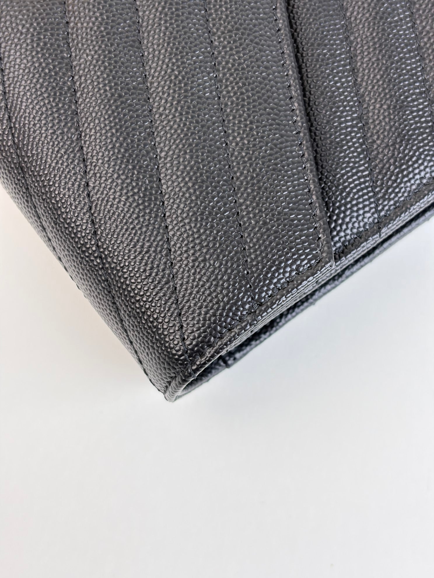 YSL black grain de Poudre leather classic Cassandre chain wallet