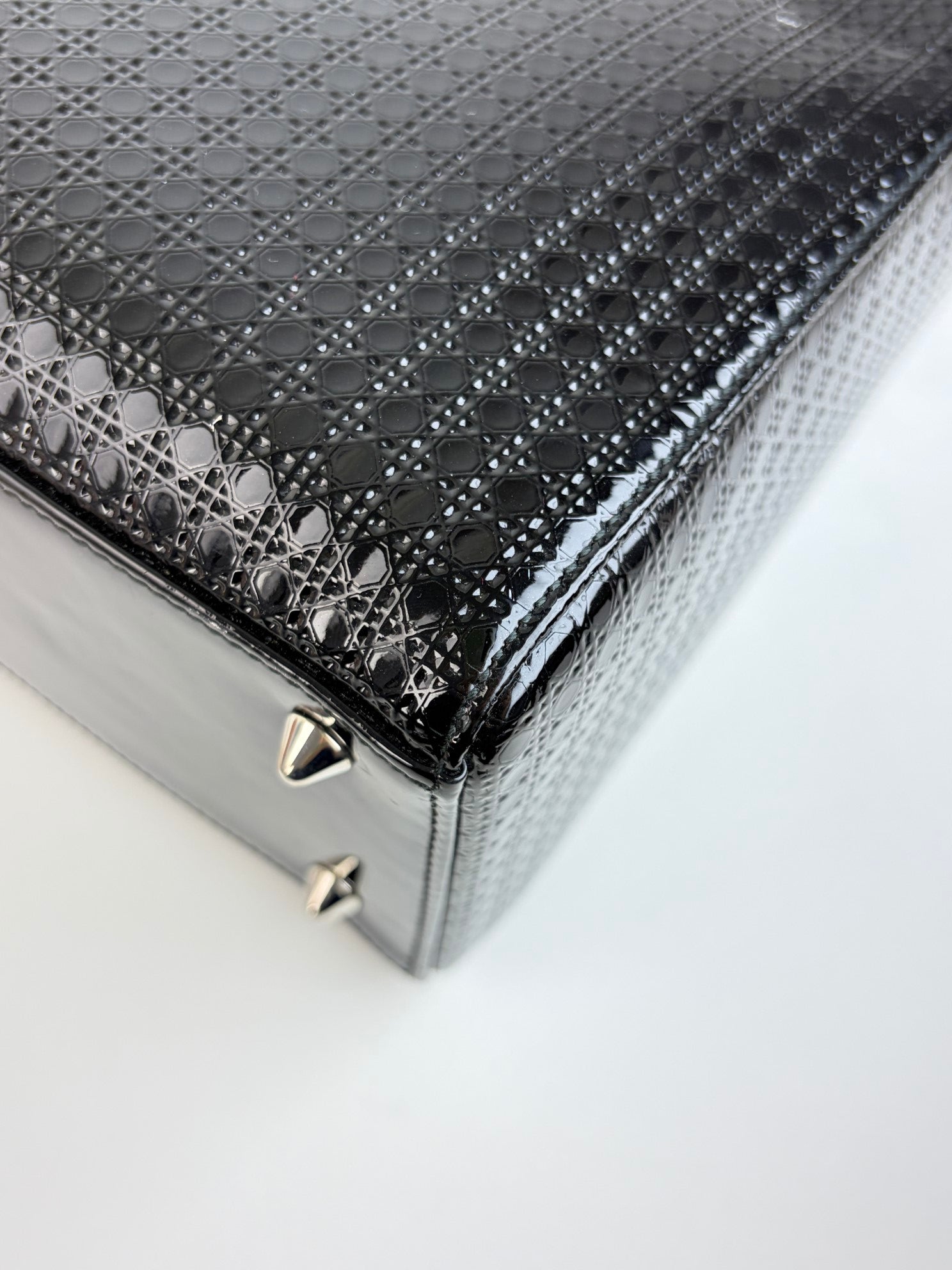 Christian Dior black patent micromanage calfskin lady Dior medium bag