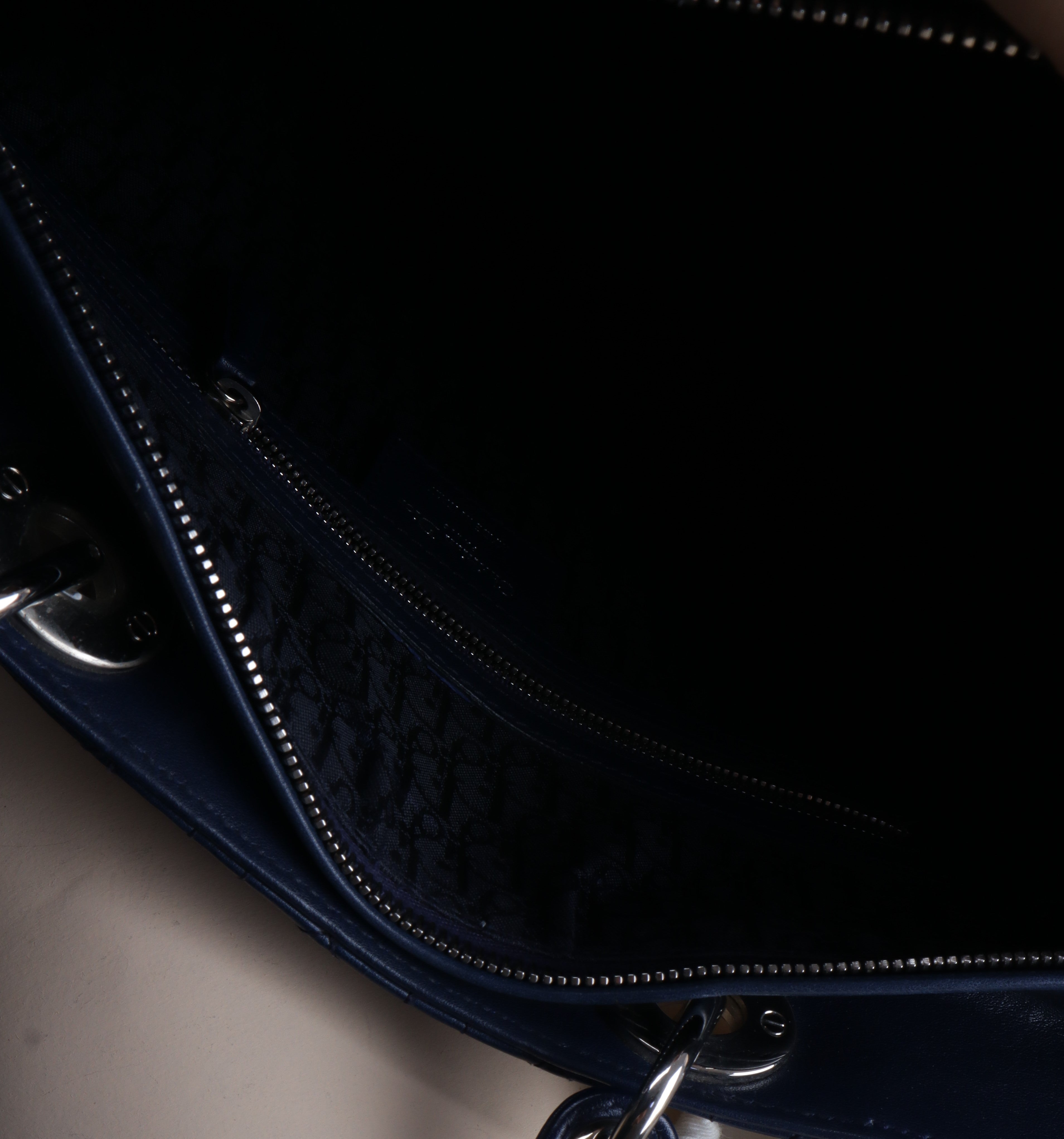 Christian Dior Navy Blue Large Lady Dior Bag