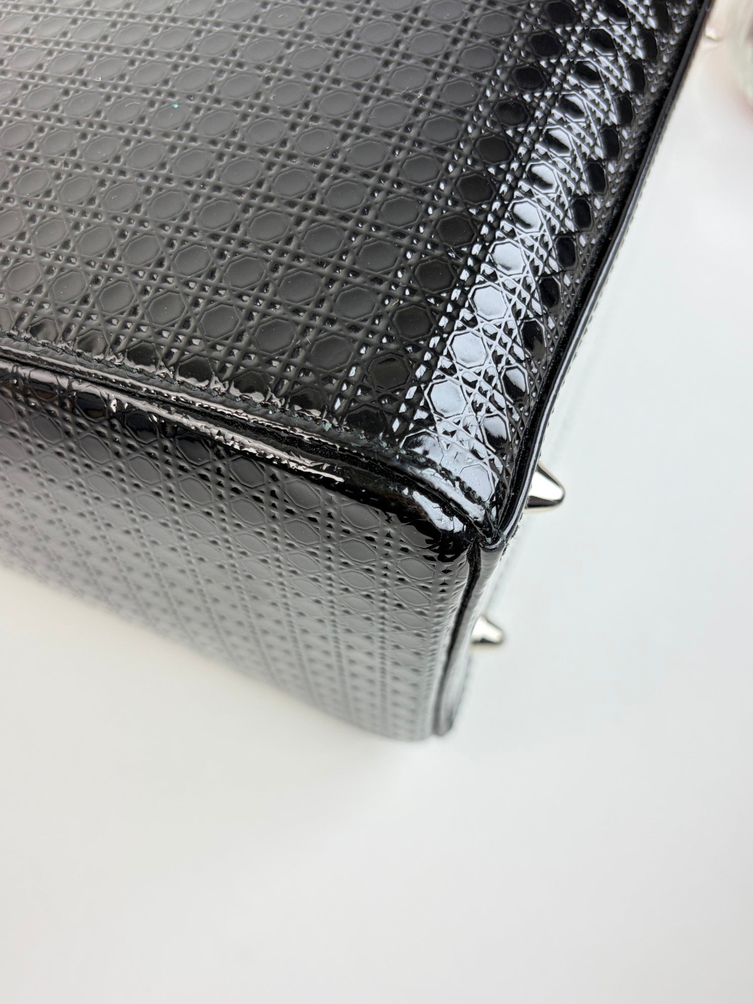 Christian Dior black patent micromanage calfskin lady Dior medium bag