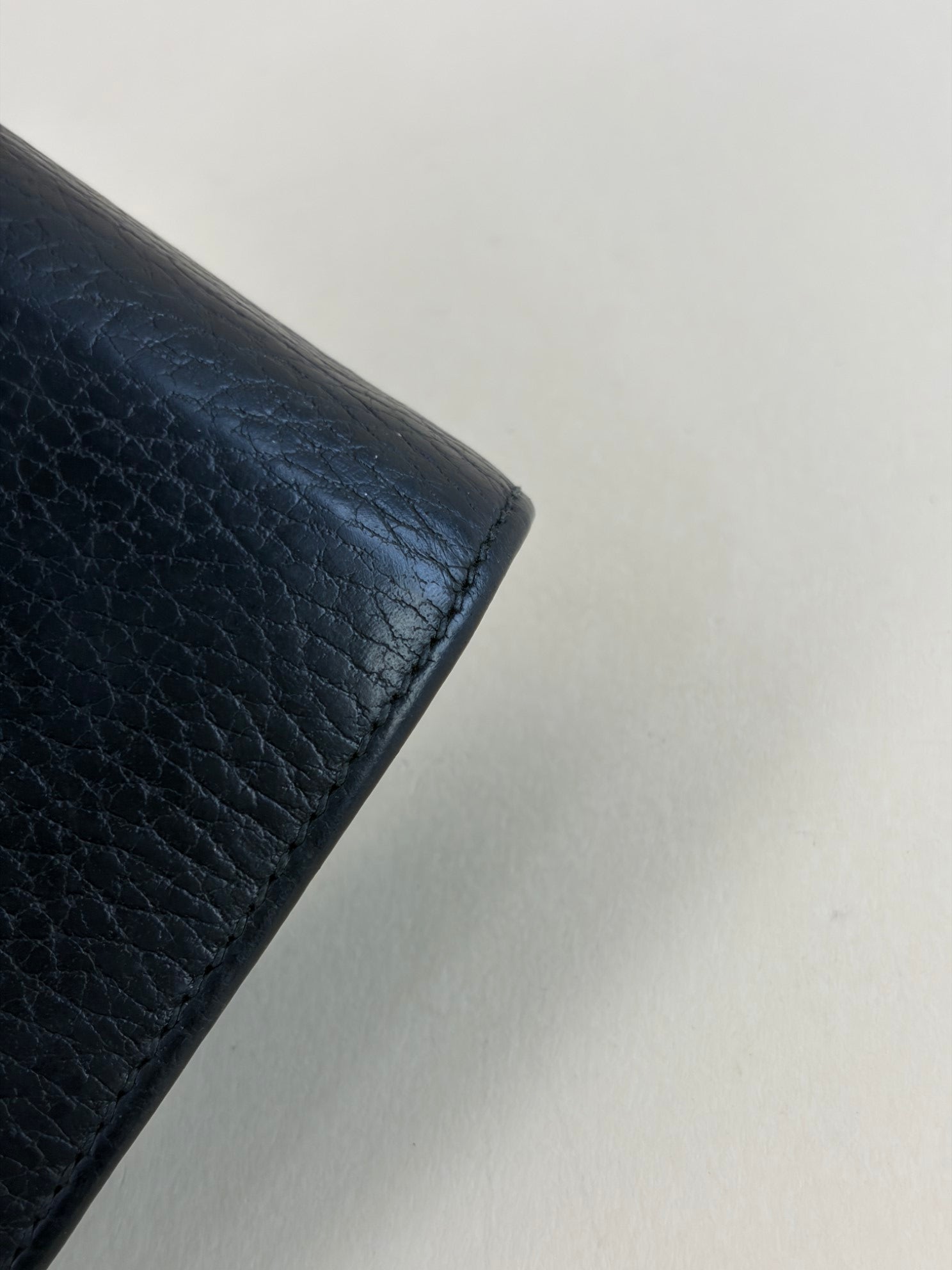 Gucci Black GG Marmont tri- fold compact wallet gold hardware