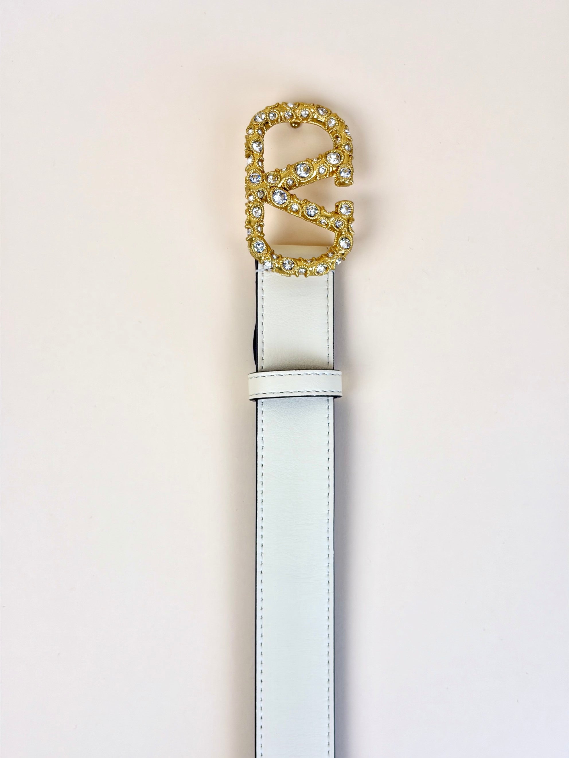 Valentino butter shiny calfskin with Crysal vlogo signature 30mm belt