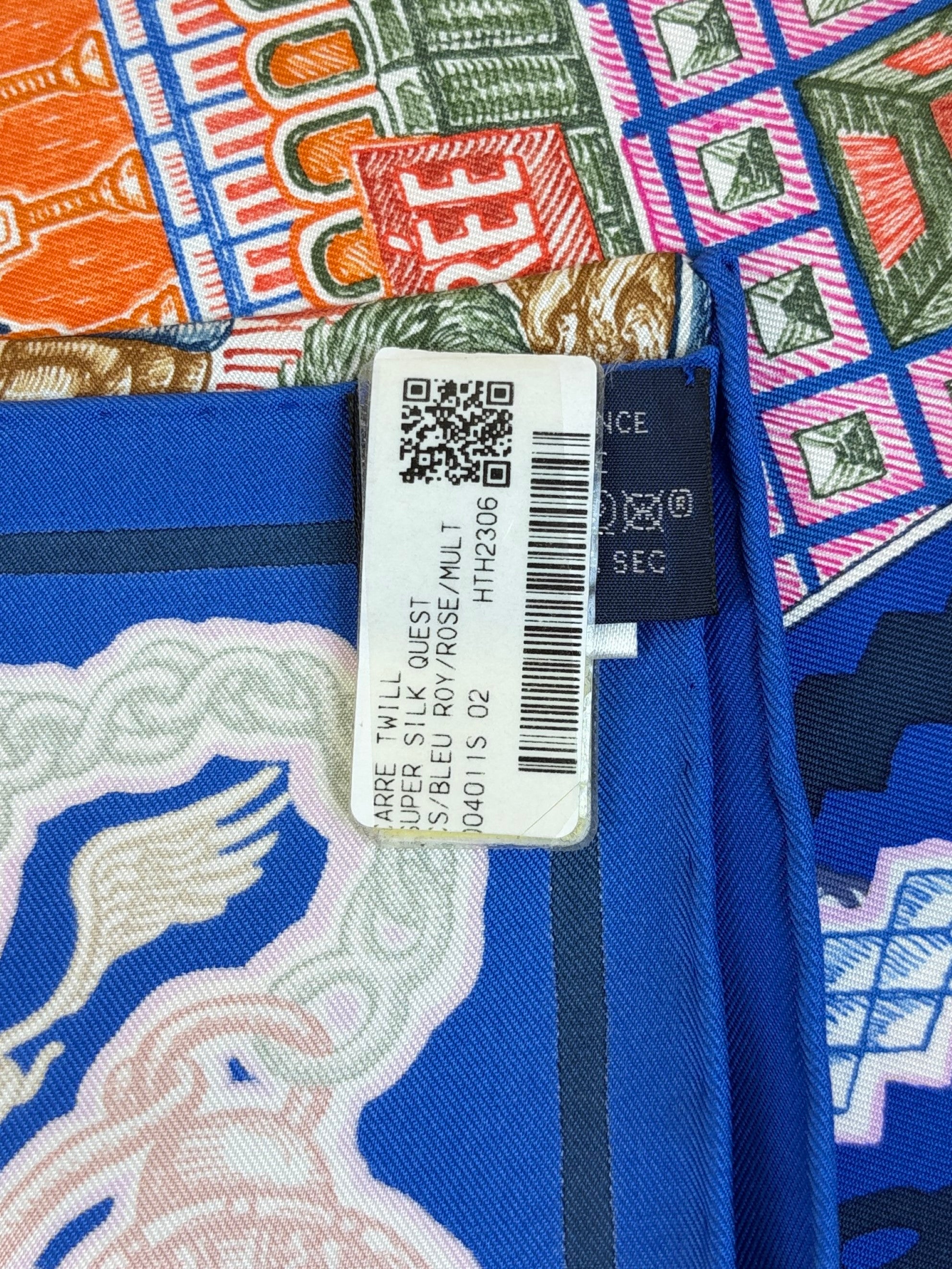 Hermes blue Roy/rose multicolor silk super silk bquest scarf