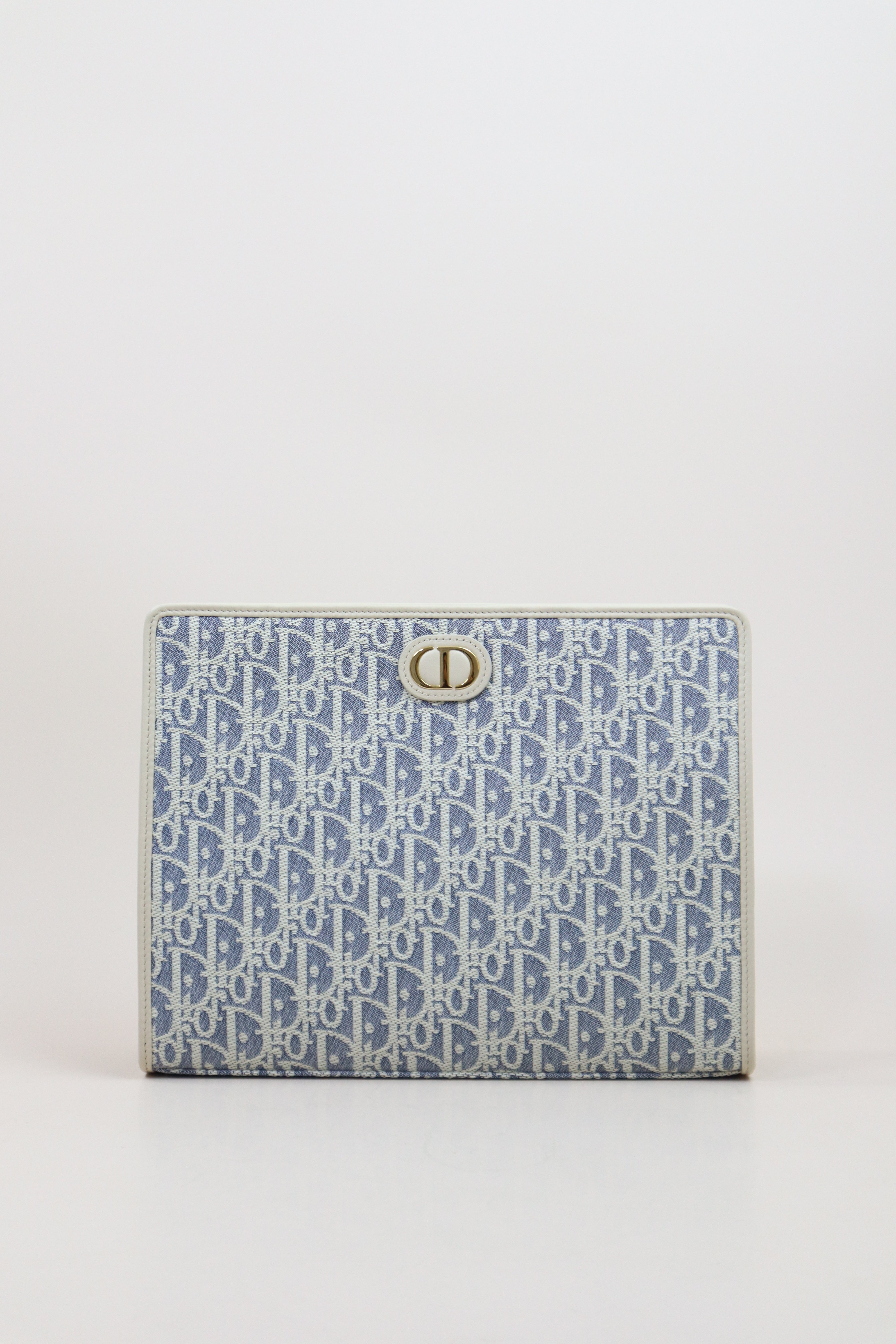 Christian Dior Blue Montaigne Oblique Denim Pouch