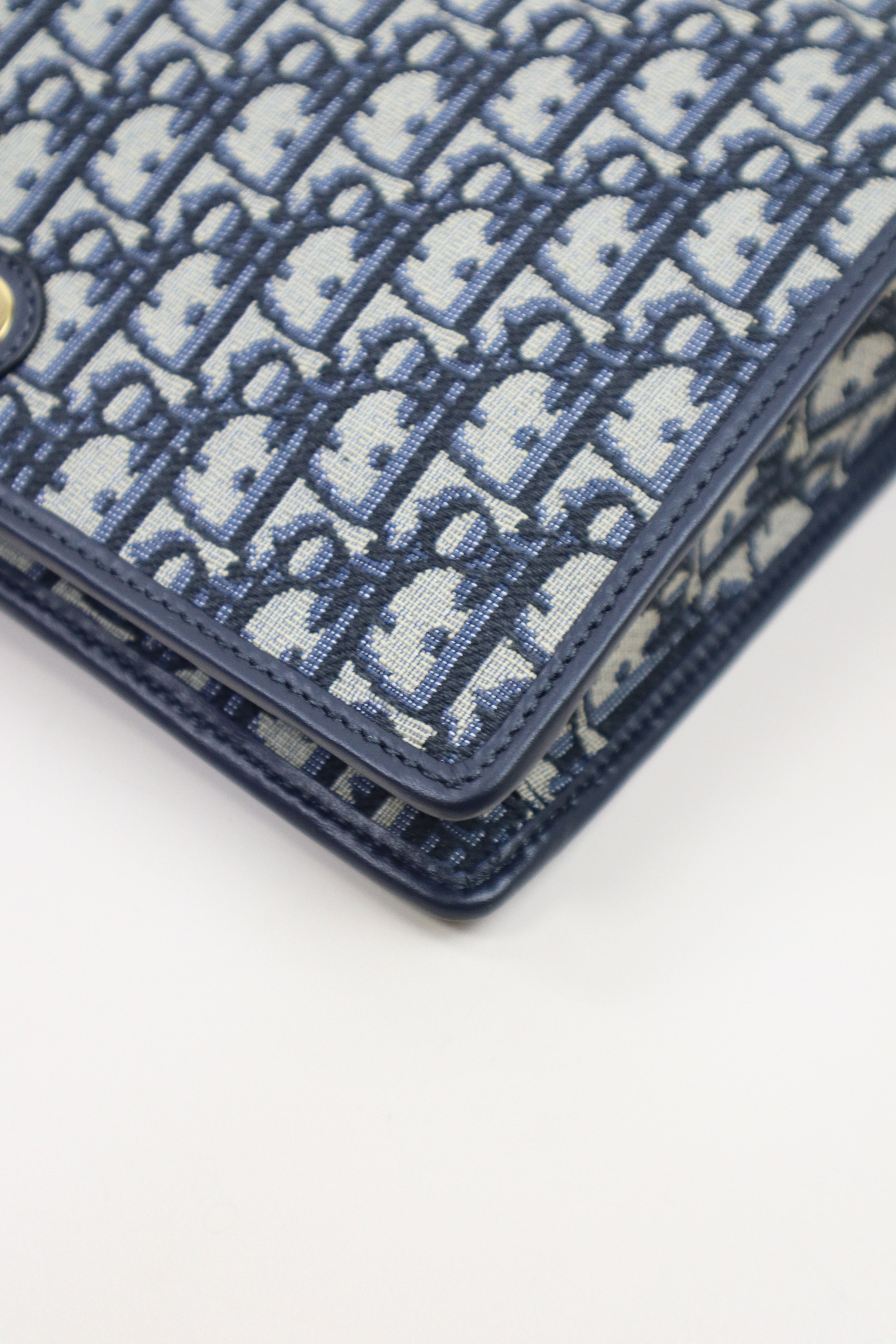 Christian Dior Blue Montaigne Oblique Pouch