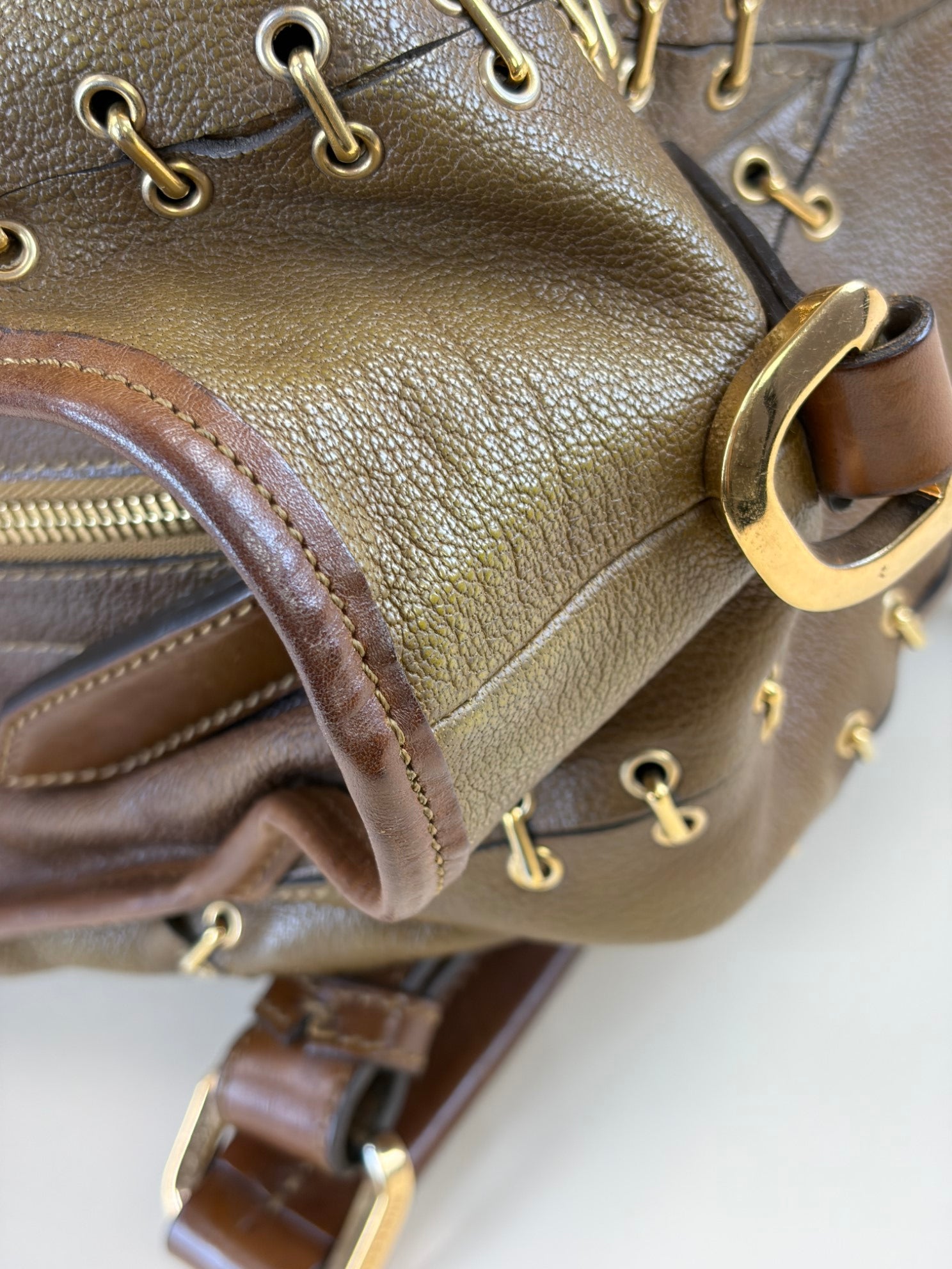 BURBERRY metal stitch large Lowry tote bag brown