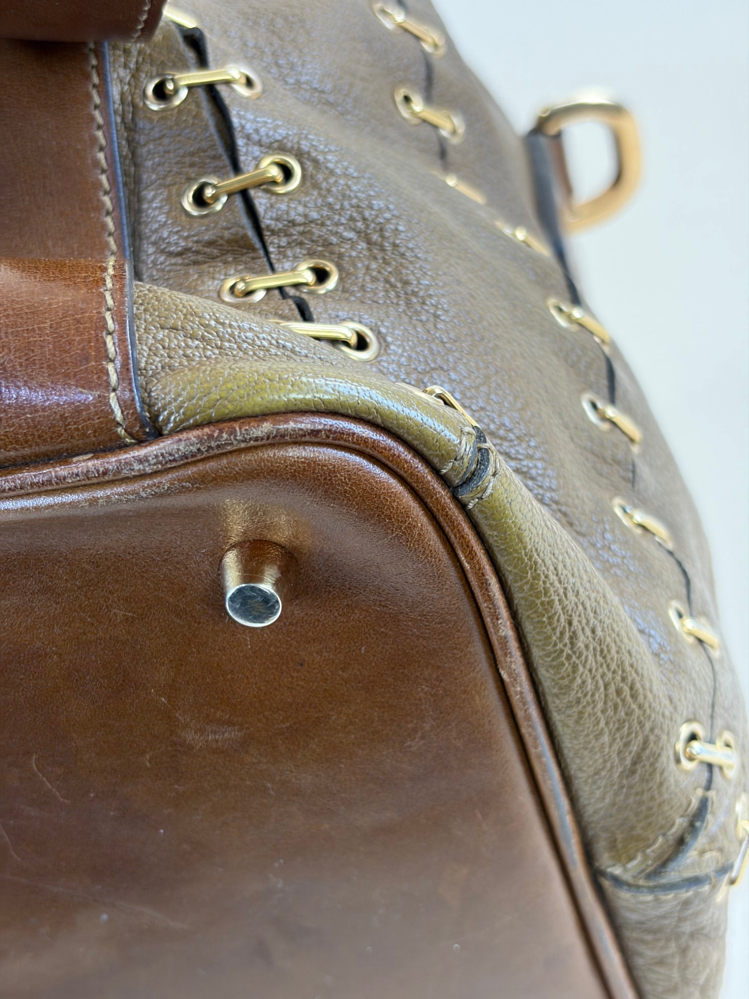 BURBERRY metal stitch large Lowry tote bag brown