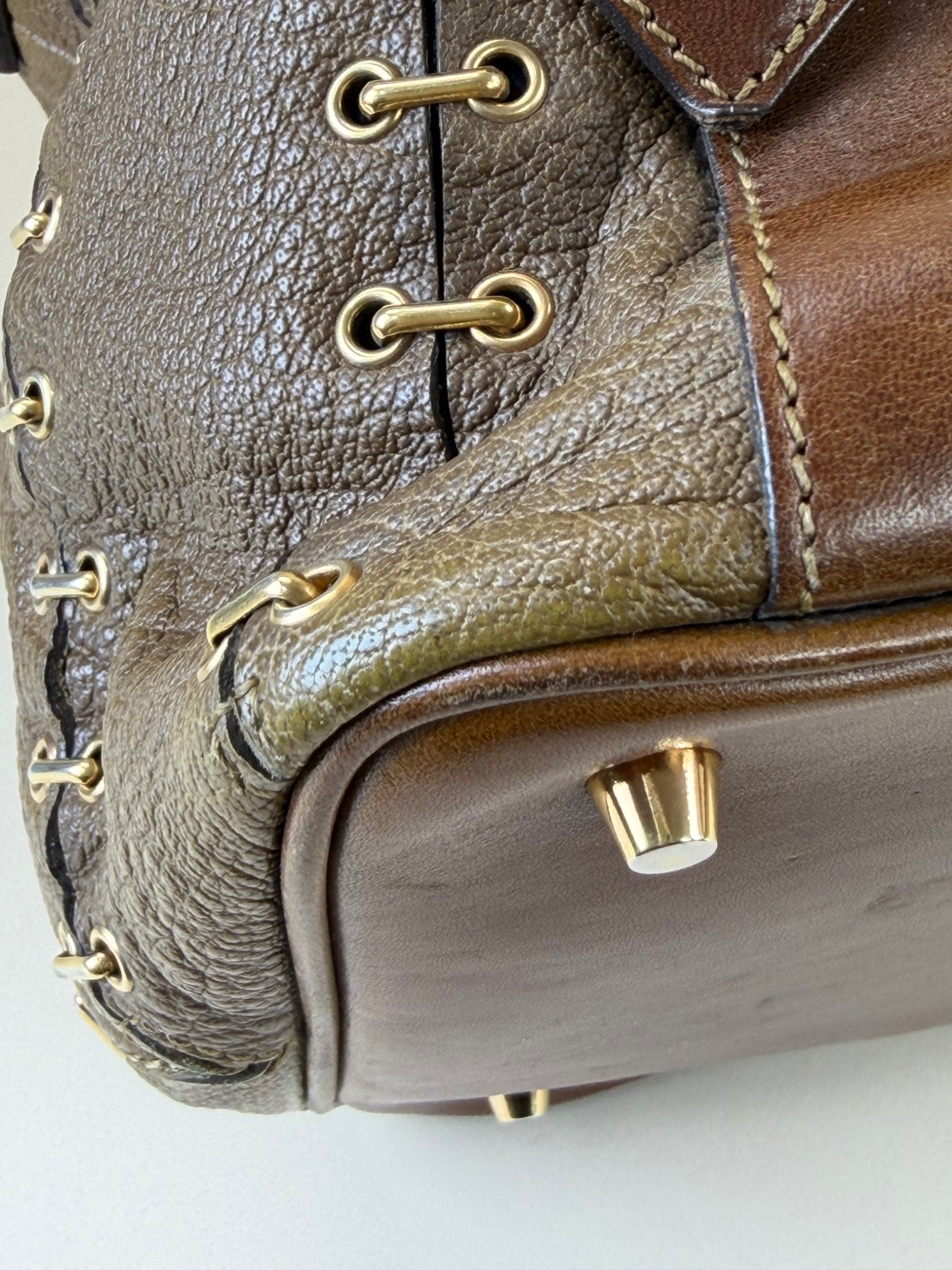 BURBERRY metal stitch large Lowry tote bag brown