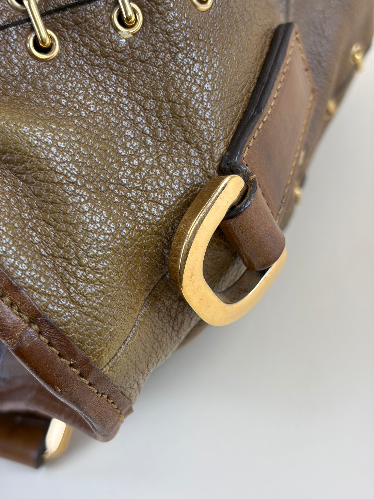 BURBERRY metal stitch large Lowry tote bag brown