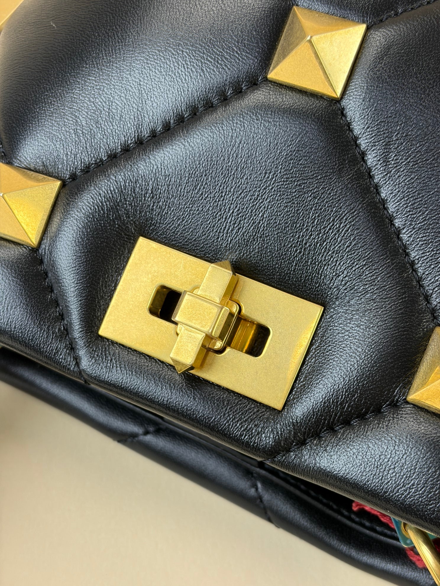 Valentino black small roman Stud top handle