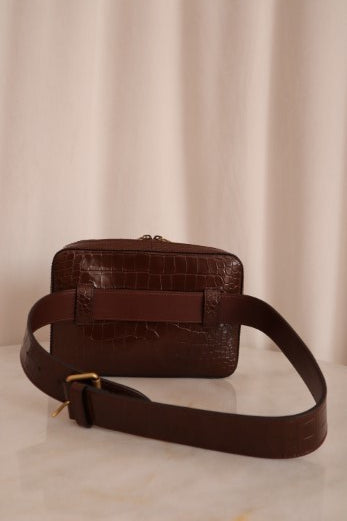 Gucci Brown Crocodile Nojum Ophidia Belt Bag